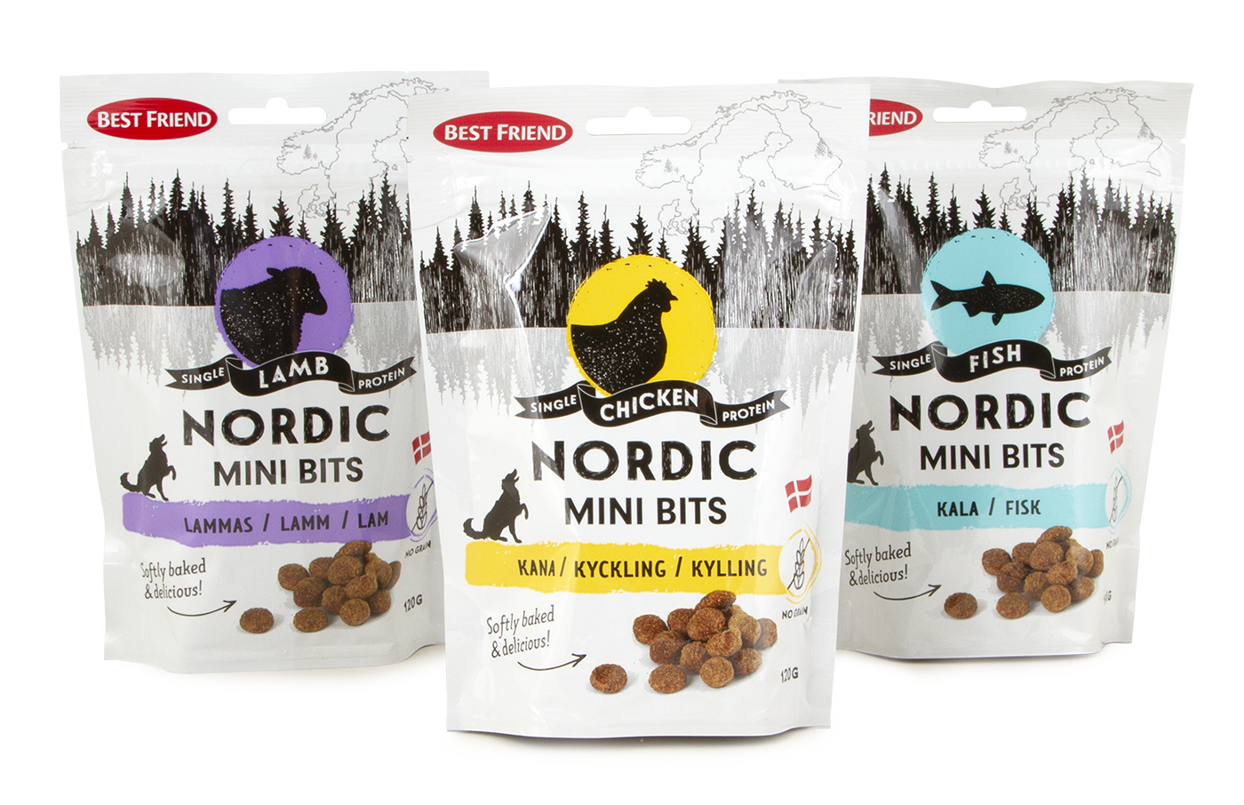 nordic mini bits koiran koulutusnamit pakkaukset