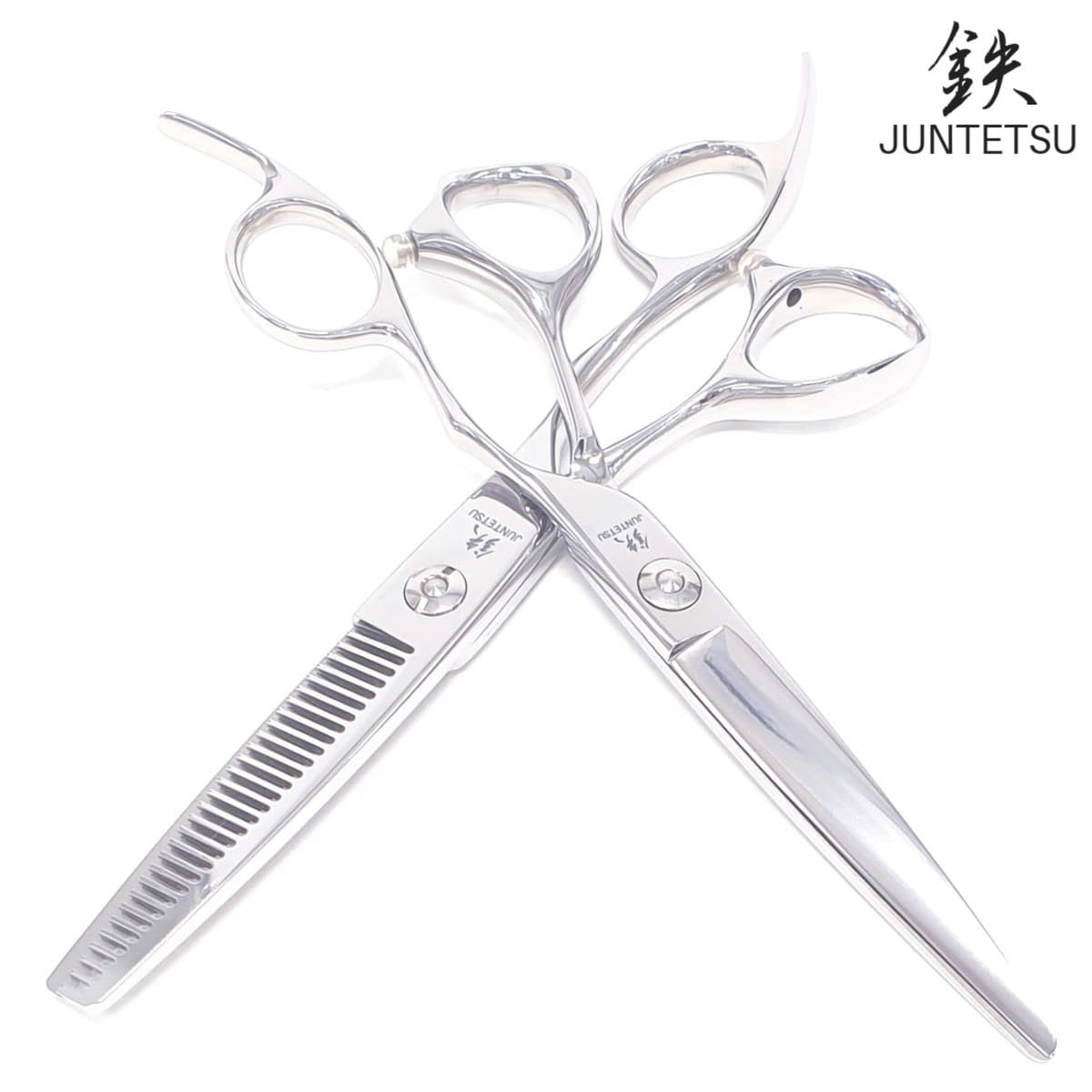 Juntetsu offset hairdressing scissor set for professionals