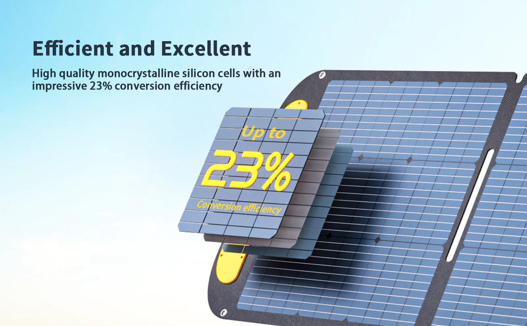 Built with monocrystalline solar cells, the VTOMAN Solar Panel can convert up to 23% of sunlight into solar energy
