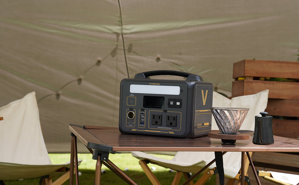 vtoman portable power station can make coffee outdoors, allowing you to fully enjoy outdoor fun