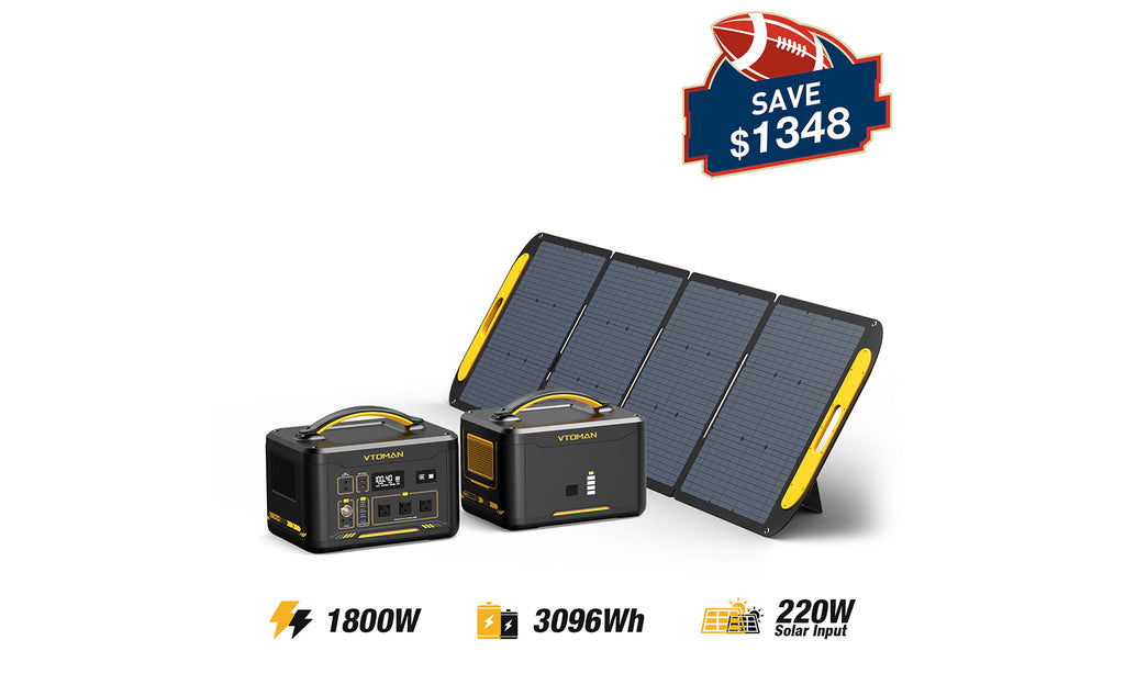 vtoman jump 1800+1548wh extra battery+220w solar panel