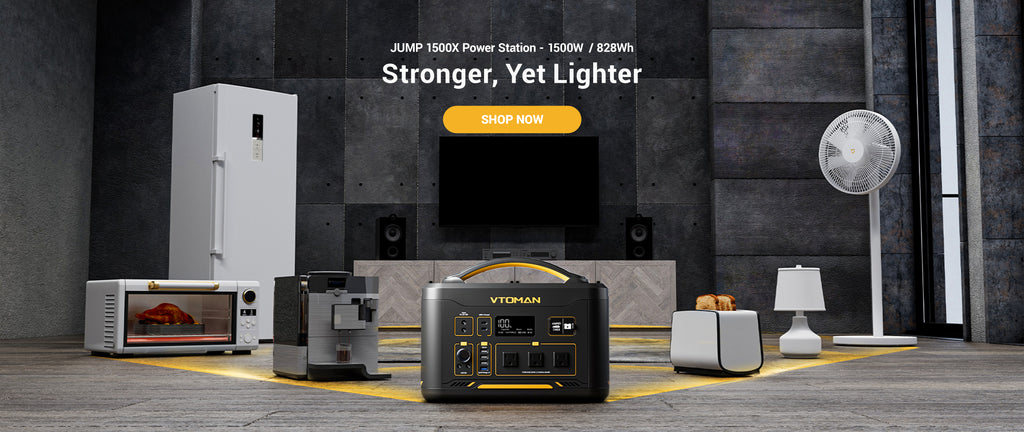 VTOMAN JUMP 1500X with 1500W output and 828Wh battery capcaity,is available for most of appliances