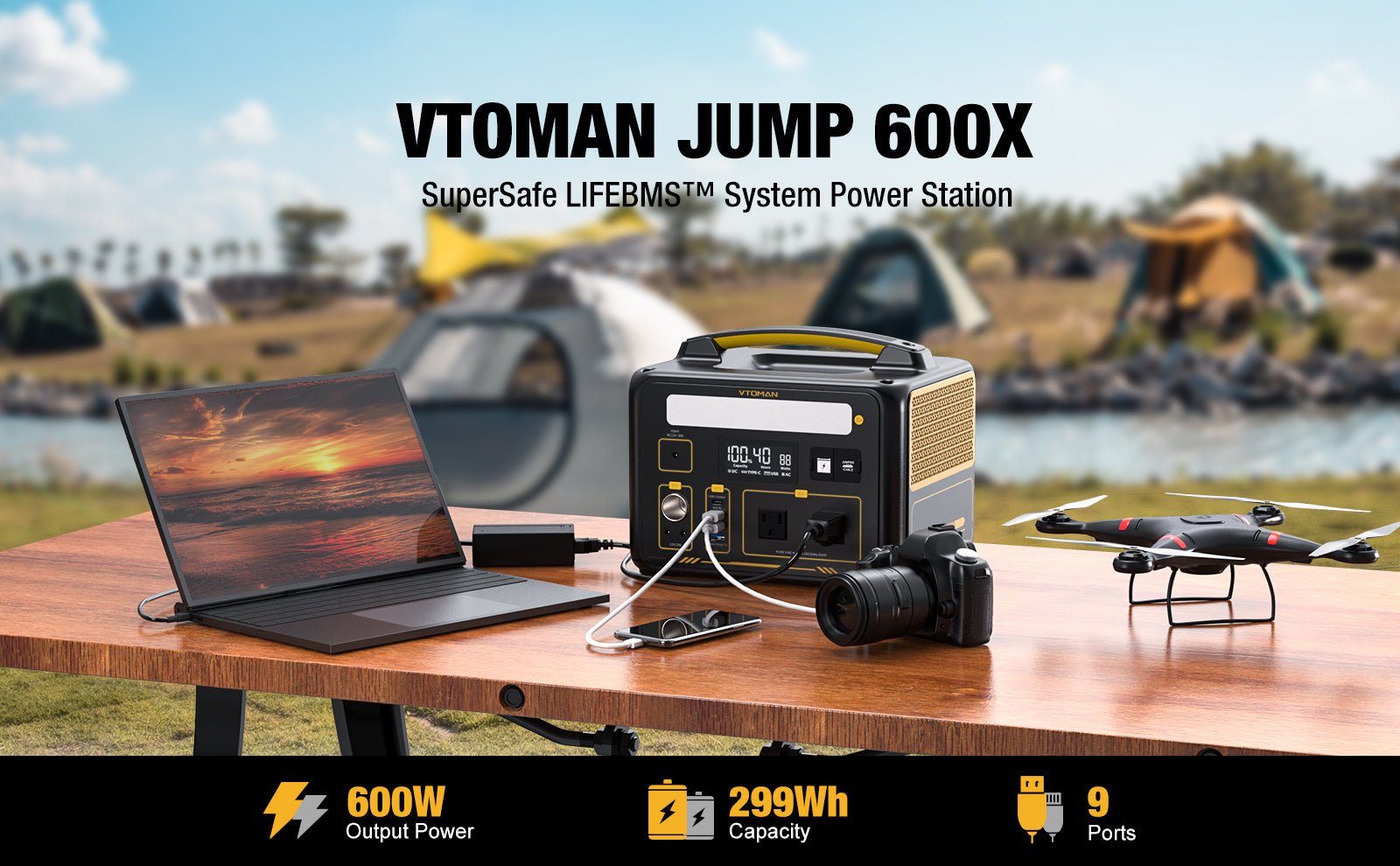 VTOMAN Jump 600X Portable Power Station 600W (Surge 1200W)