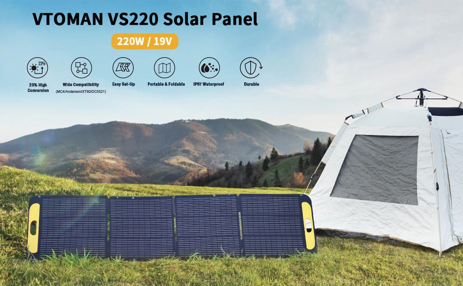 VTOMAN VS220 Panel Solar Portátil 220W 19V