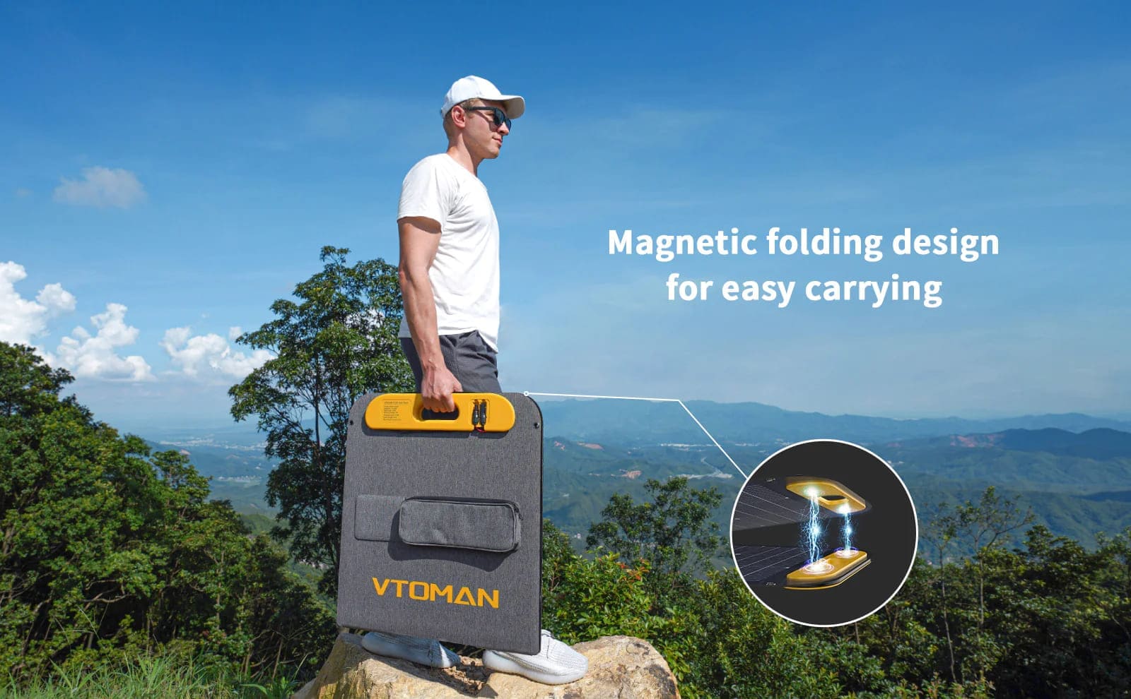 VS220 portable solar panel measures 25.6*23.7*2 inches when folded and weighs 19.2 lbs