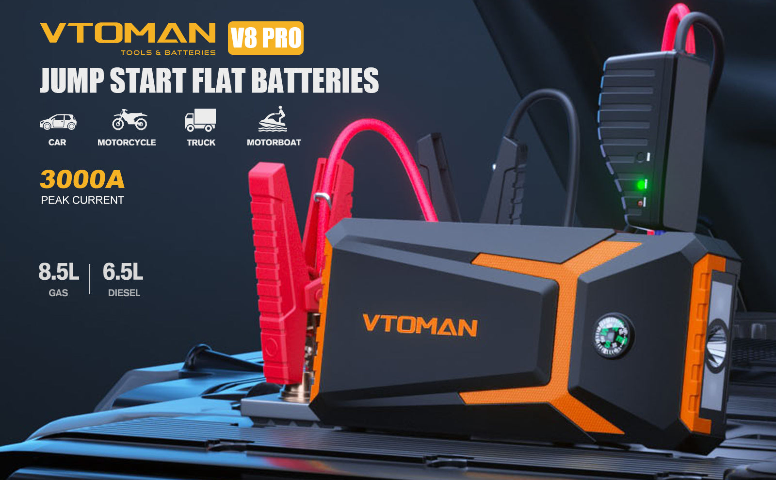 V8 Pro Battery Jump Starter Boost A Car