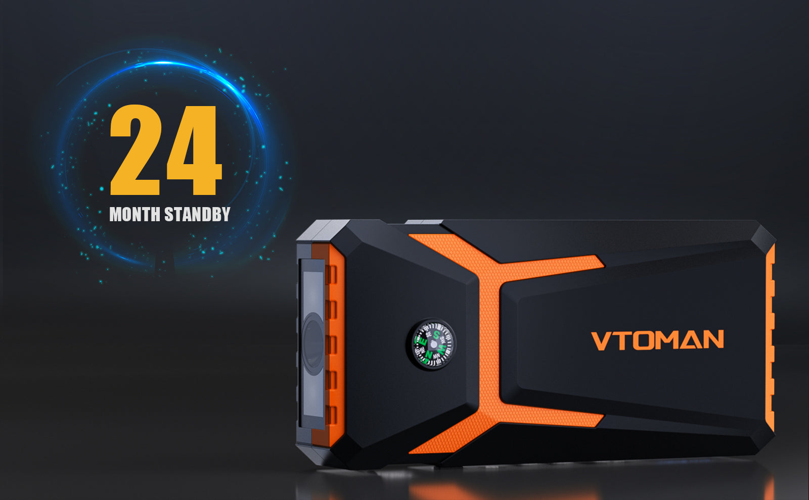The V8 Pro jump starter automatically shuts down after 10 seconds, while jump starters and battery chargers enter standby mode to conserve power for up to 24 months