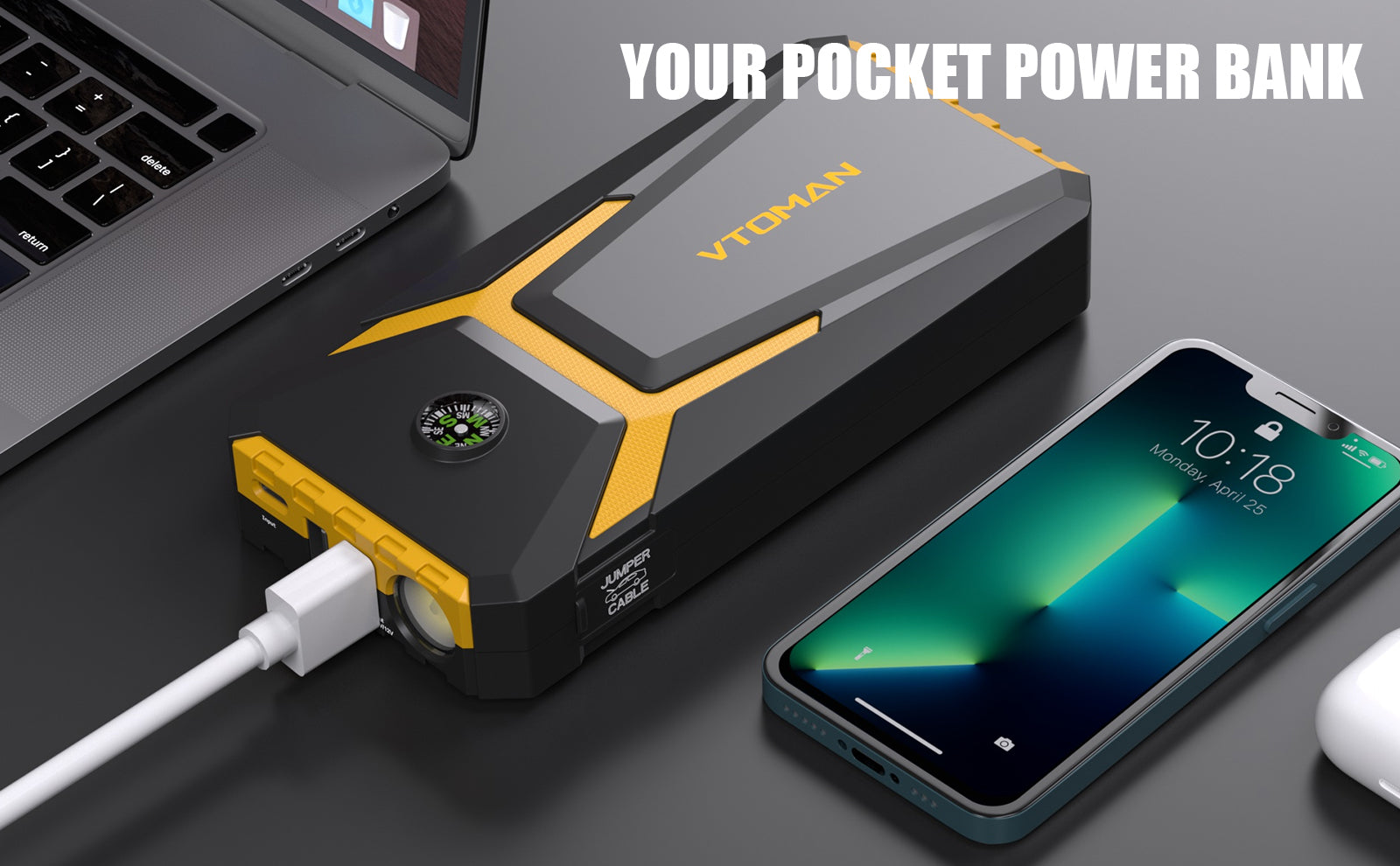 V6 Pro JUMP Starter is also a power bank