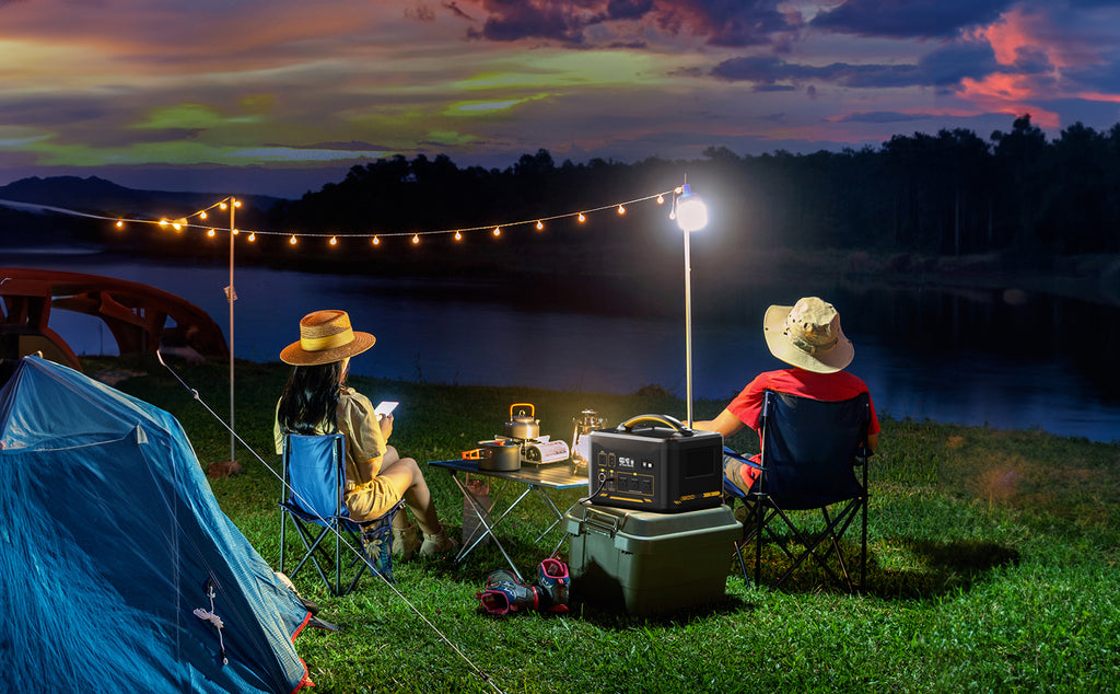 enciende las luces de camping, disfruta al aire libre