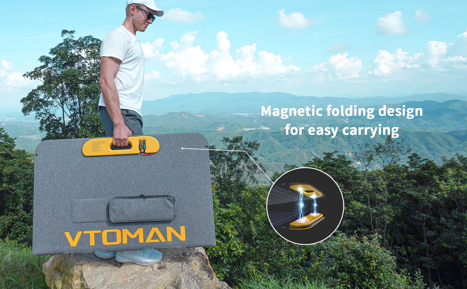 VTOMAN VS220 Pro solar panels can be folded into smaller sizes for easy portability