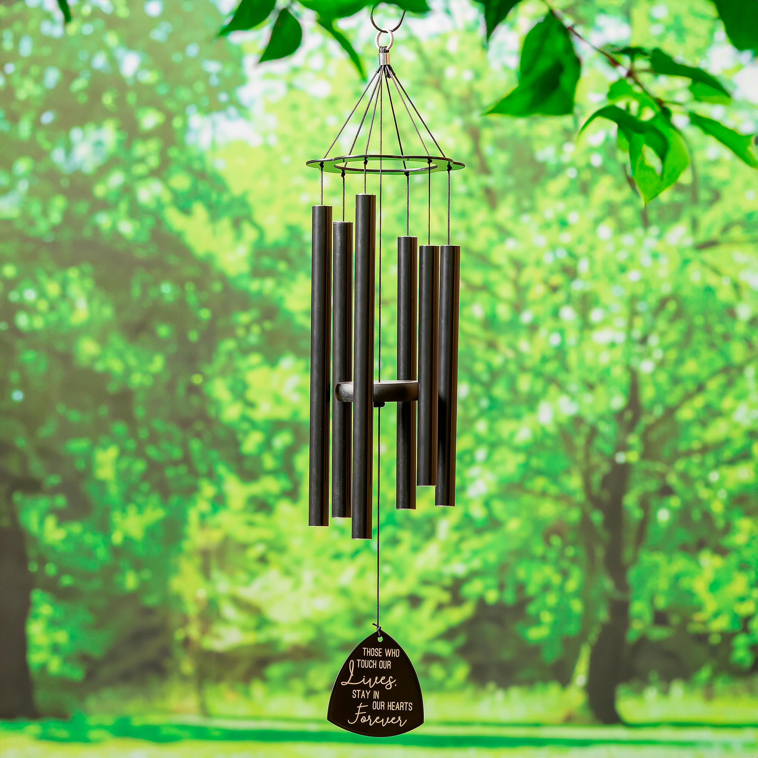 30"H Laser Etched Metal Windchime, "Those Who Touch Our Lives Stay in Our Hearts Forever", Scale "A"