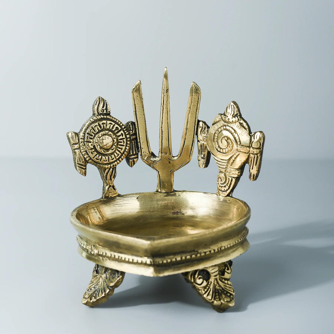 Shanku Chakra Brass Diya – Samskara Home