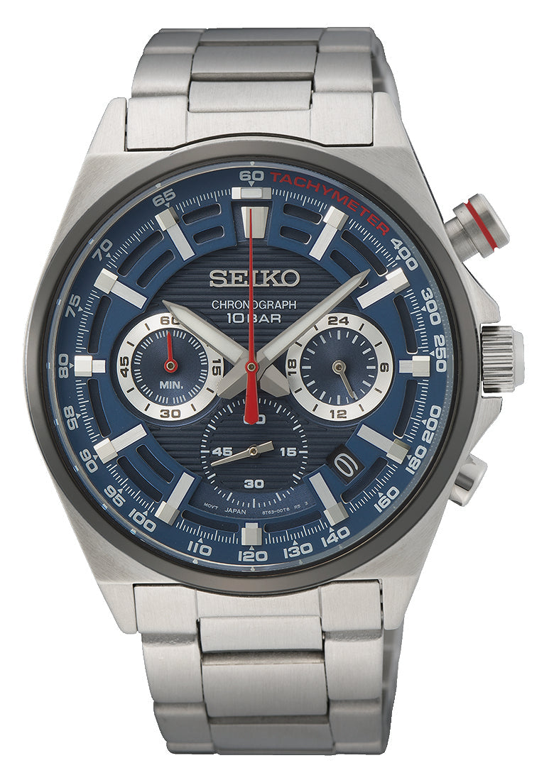 Seiko Conceptual Chronograph Silver and Blue Men's Watch SSB407P – Watches  Galore