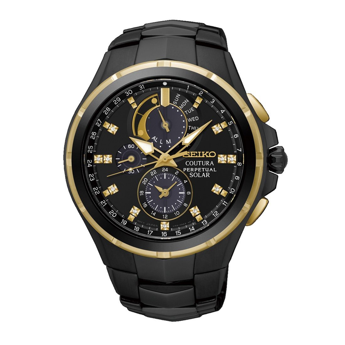 Seiko Men's Coutura Black and Gold Watch SSC573P – Watches Galore