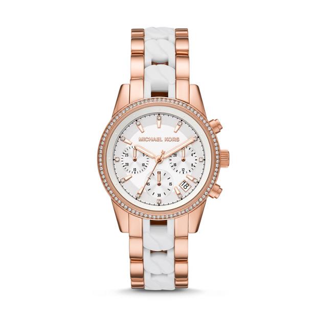 Michael Kors Ritz White and Rose Gold Crystal Women's Watch MK6940 Watches Michael Kors 