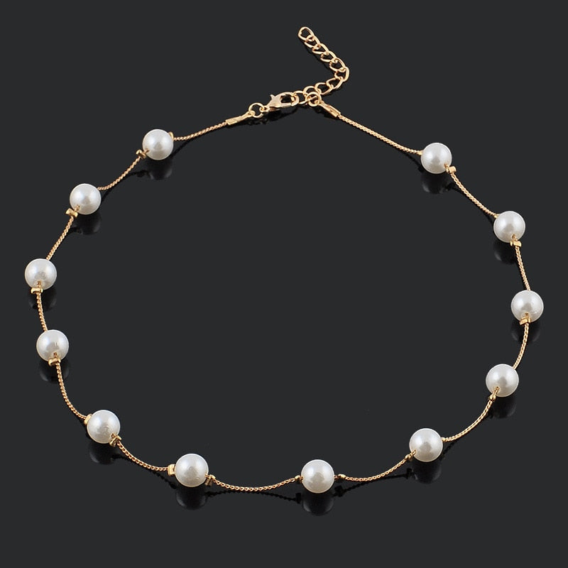 Fashion Pearl Pendant Choker Necklace Women's Wedding Party Clavicle Chain Accessories