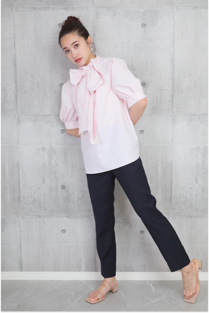 限定品 em. エムドット Front Ribbon Blouse