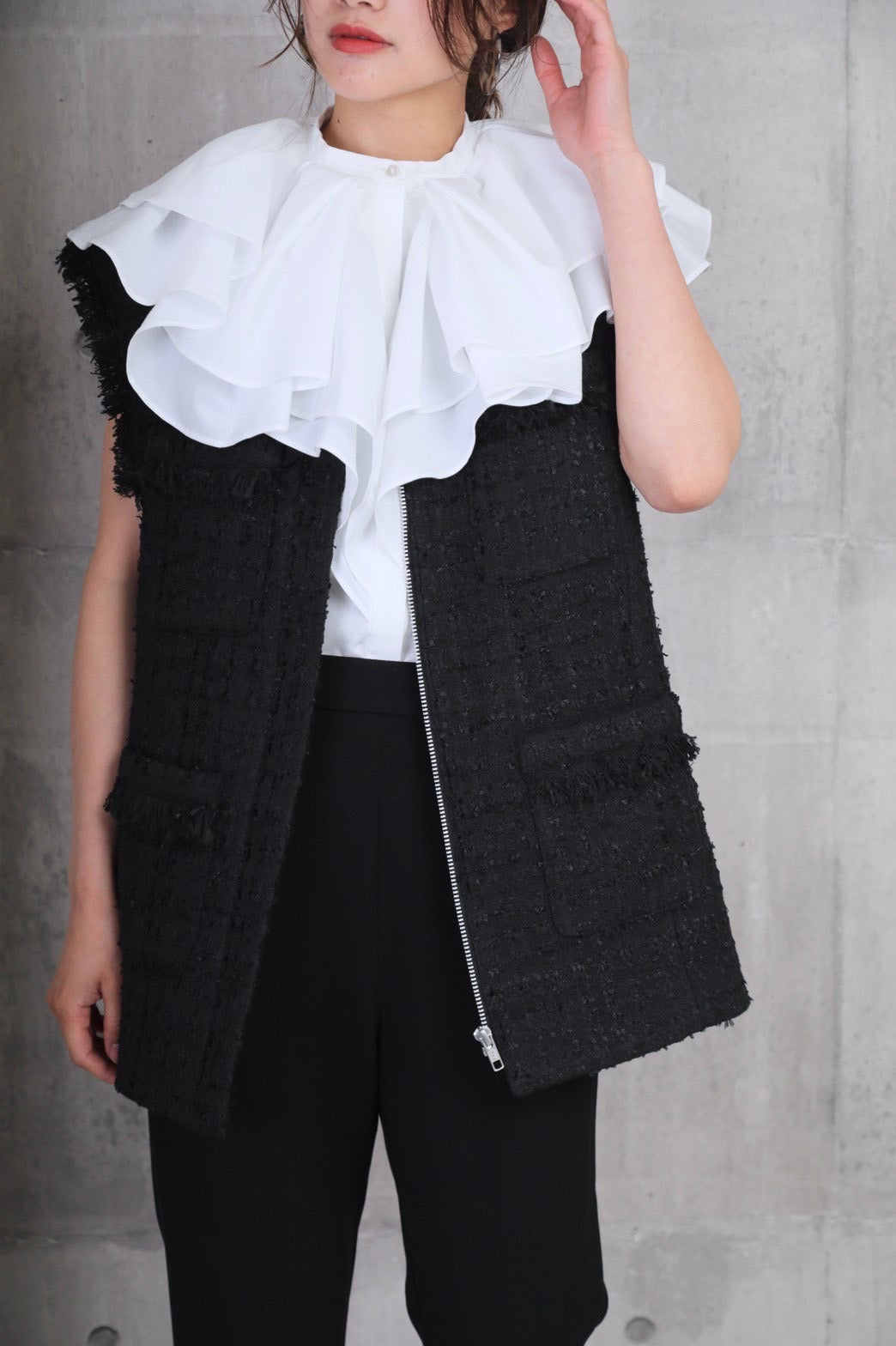 最大2000円引き マラソン期間 em. Ribbon Yarn Tweed Gilet - 通販