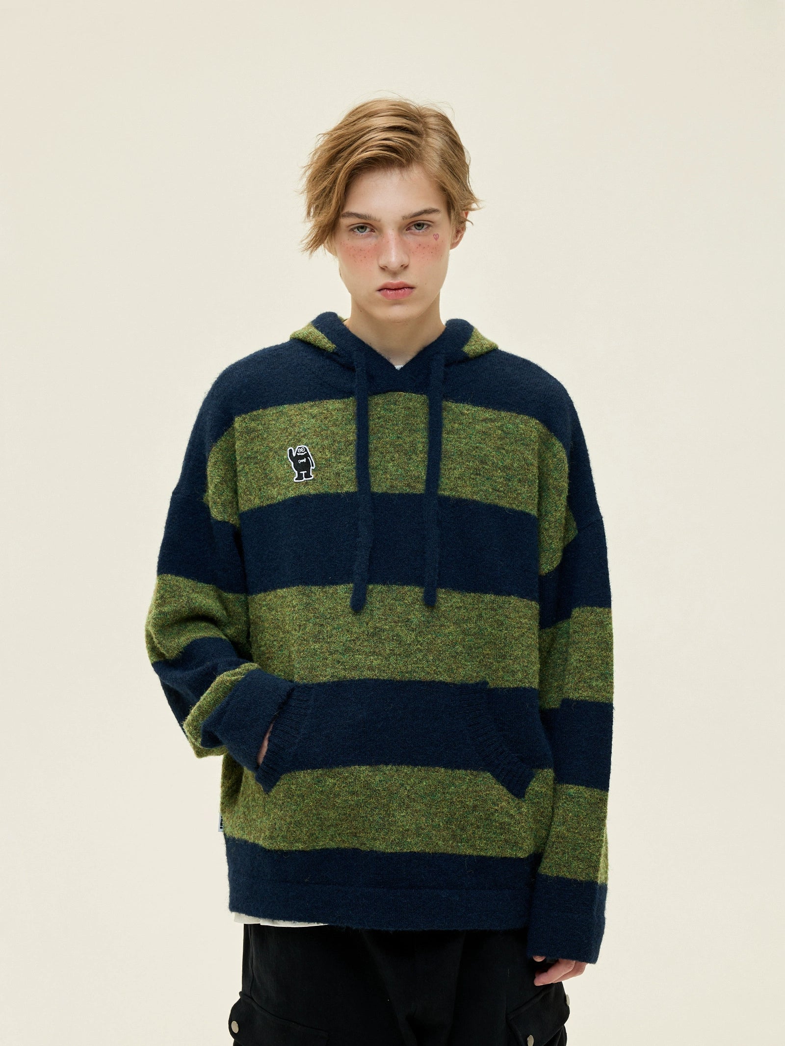 Kangaroo Stripes Hooded Casual Loose Pullover