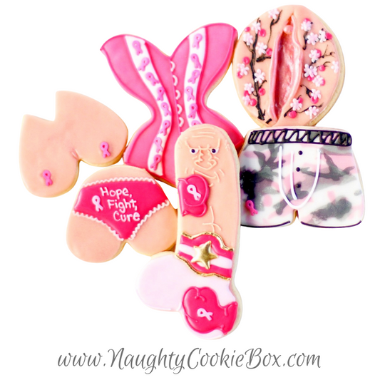 Breast Cancer Boob and Panty Cookie Set – Naughty Cookie Box