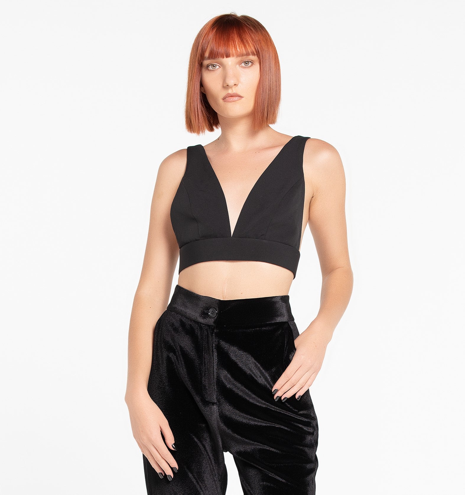 Silk satin bralette top in black - Ivette - MOYE