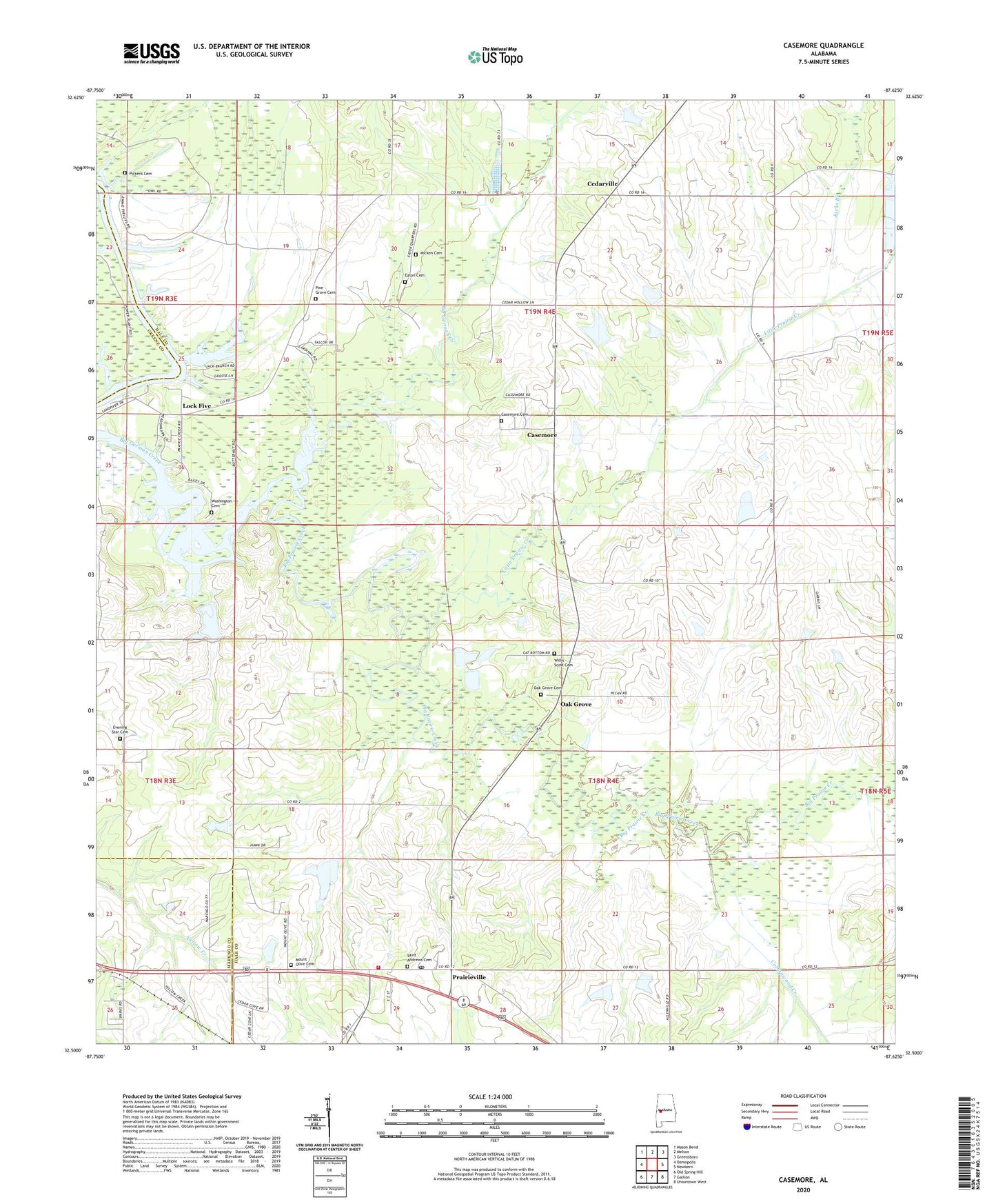 Casemore Alabama US Topo Map Image