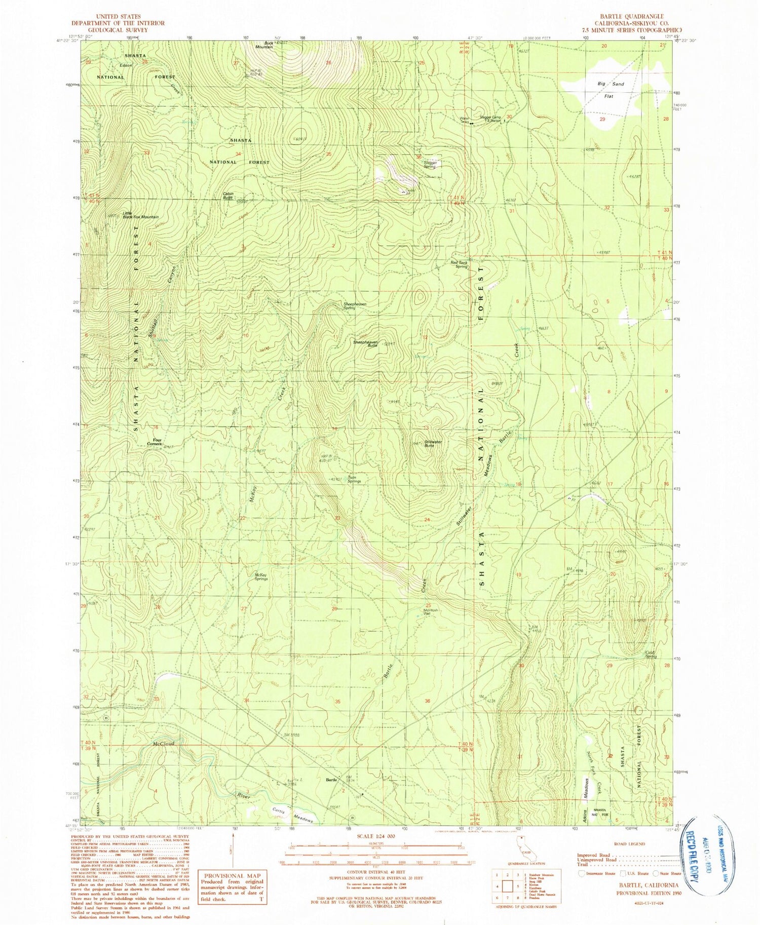 Classic USGS Bartle California 7.5'x7.5' Topo Map – MyTopo Map Store