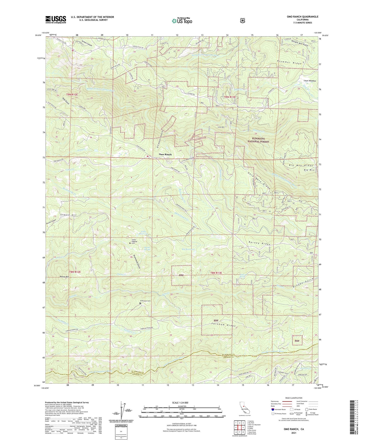 Omo Ranch California US Topo Map Image