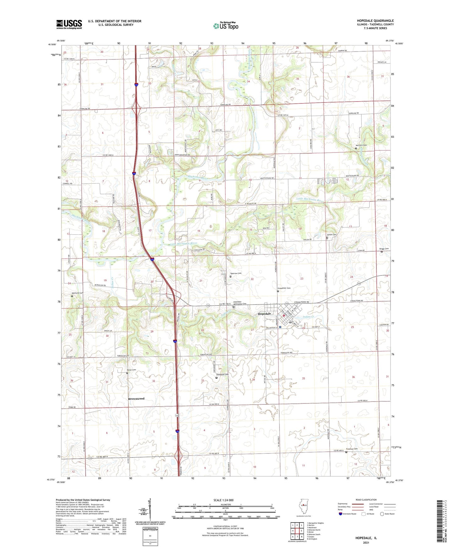 Hopedale Illinois US Topo Map Image