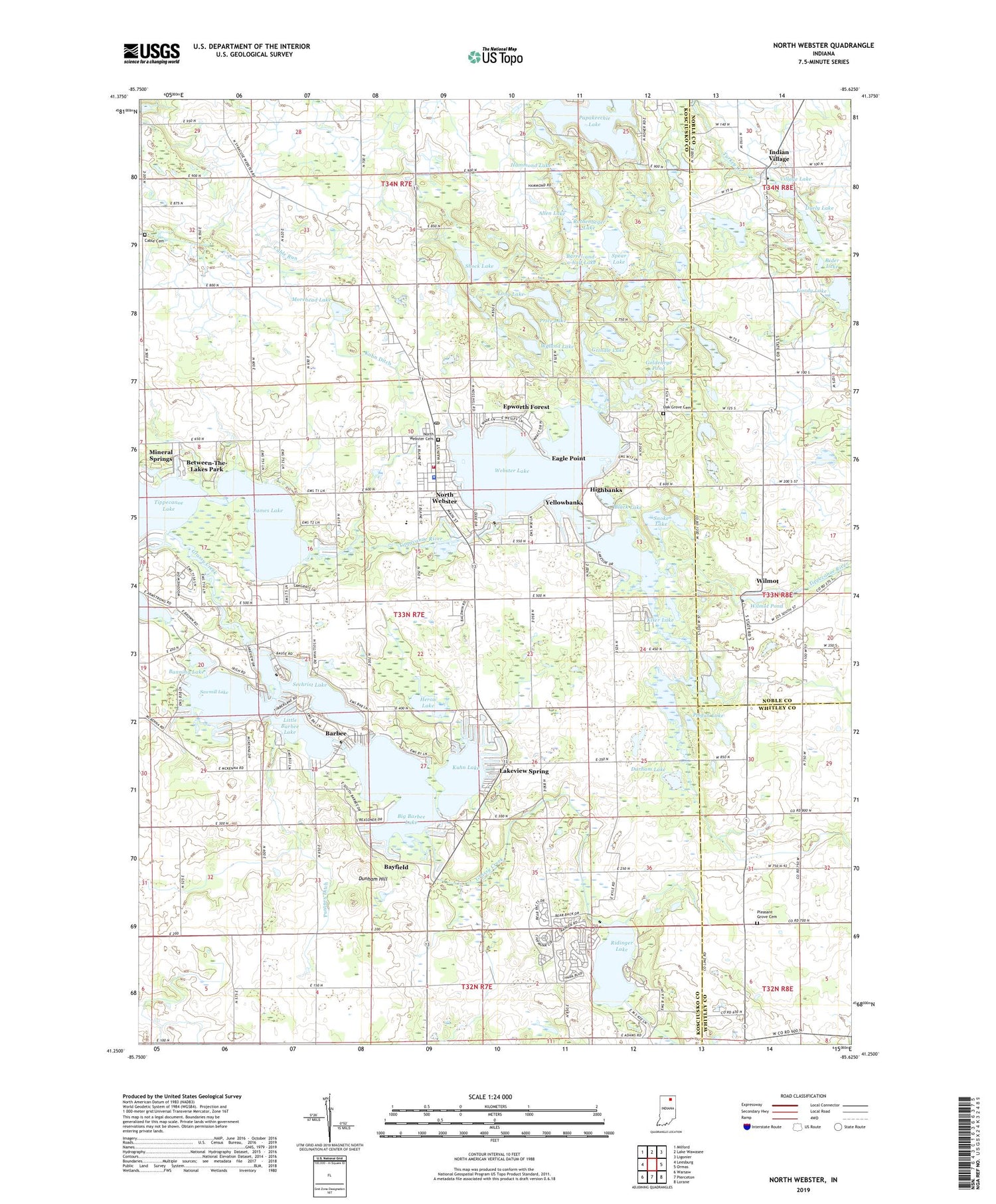 North Webster Indiana Us Topo Map Mytopo Map Store 7880