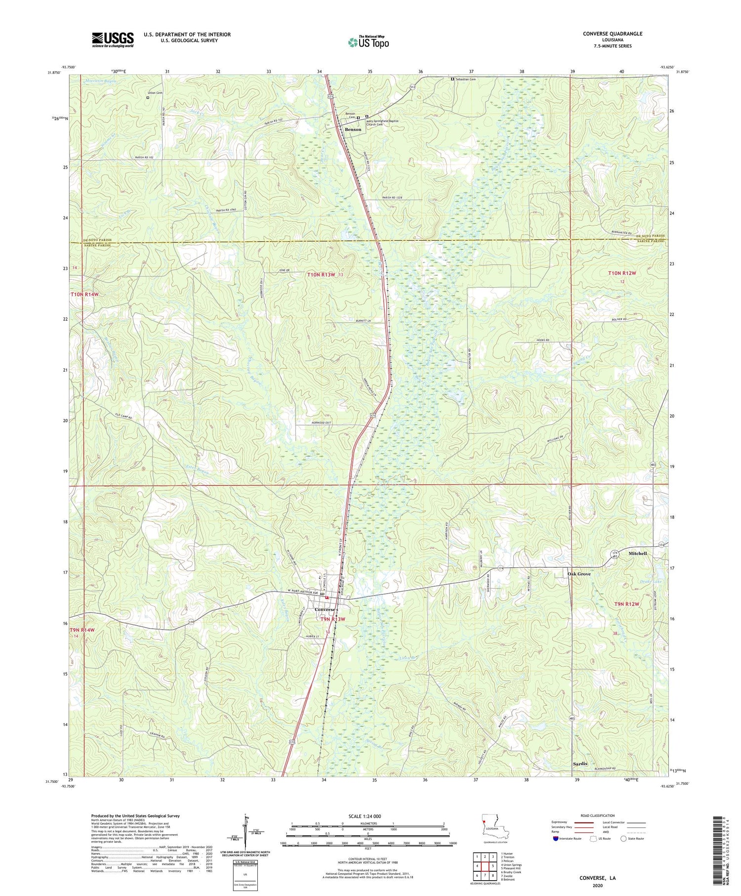 Circulo Espere inferencia Converse Louisiana US Topo Map – MyTopo Map Store