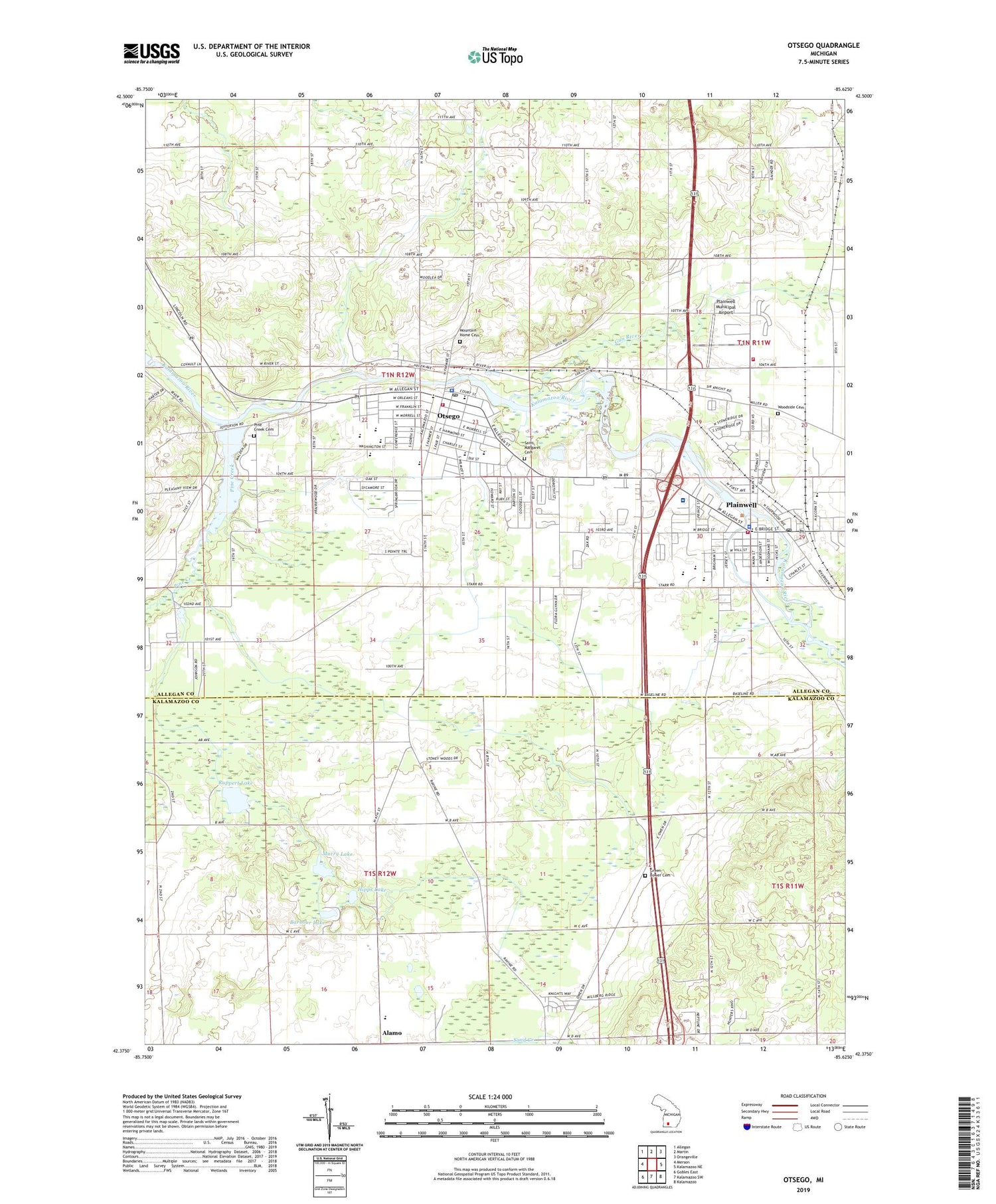 Otsego Michigan US Topo Map Image