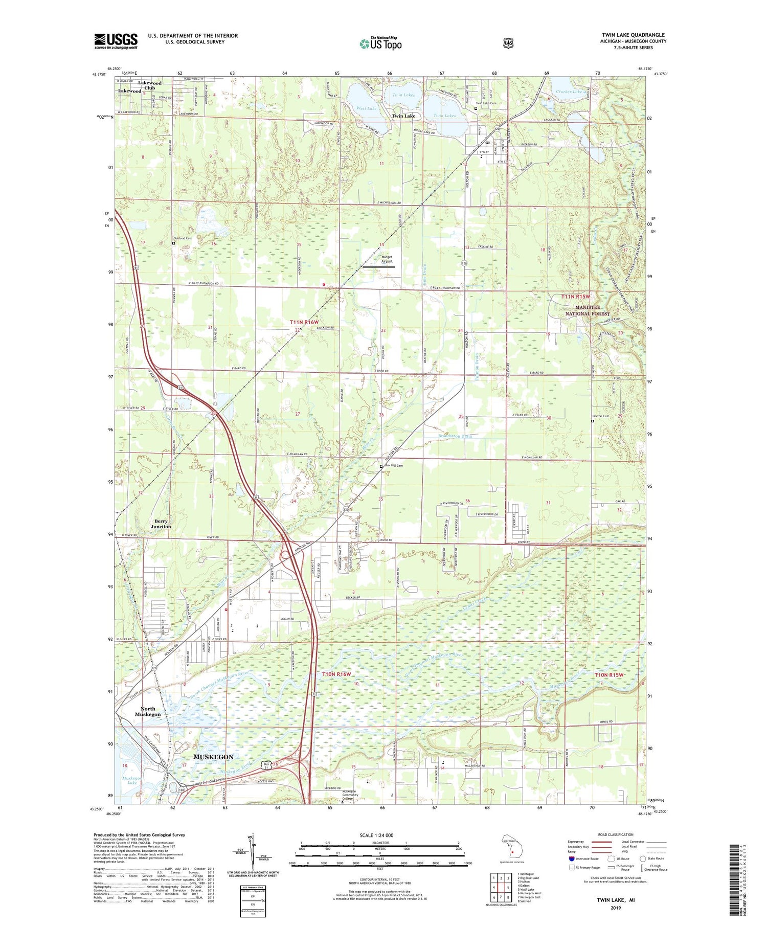 Twin Lake Michigan US Topo Map Image