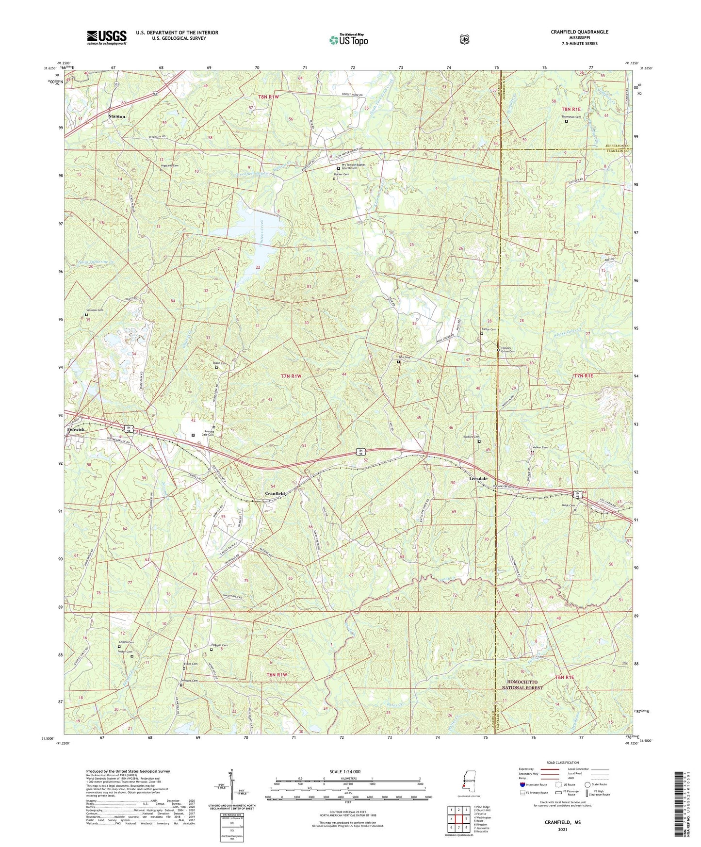 Cranfield Mississippi US Topo Map Image