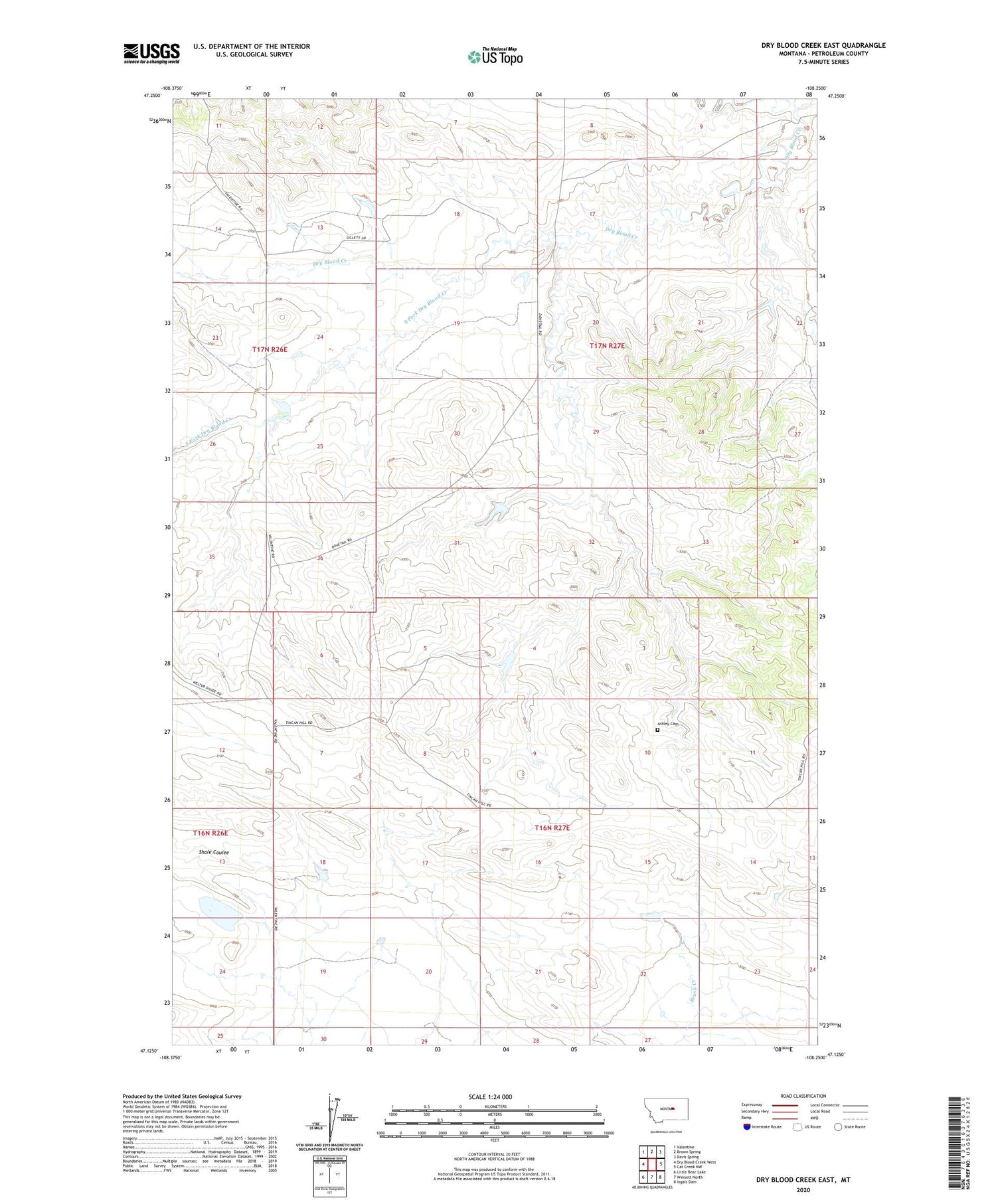 Dry Blood Creek East Montana US Topo Map Image