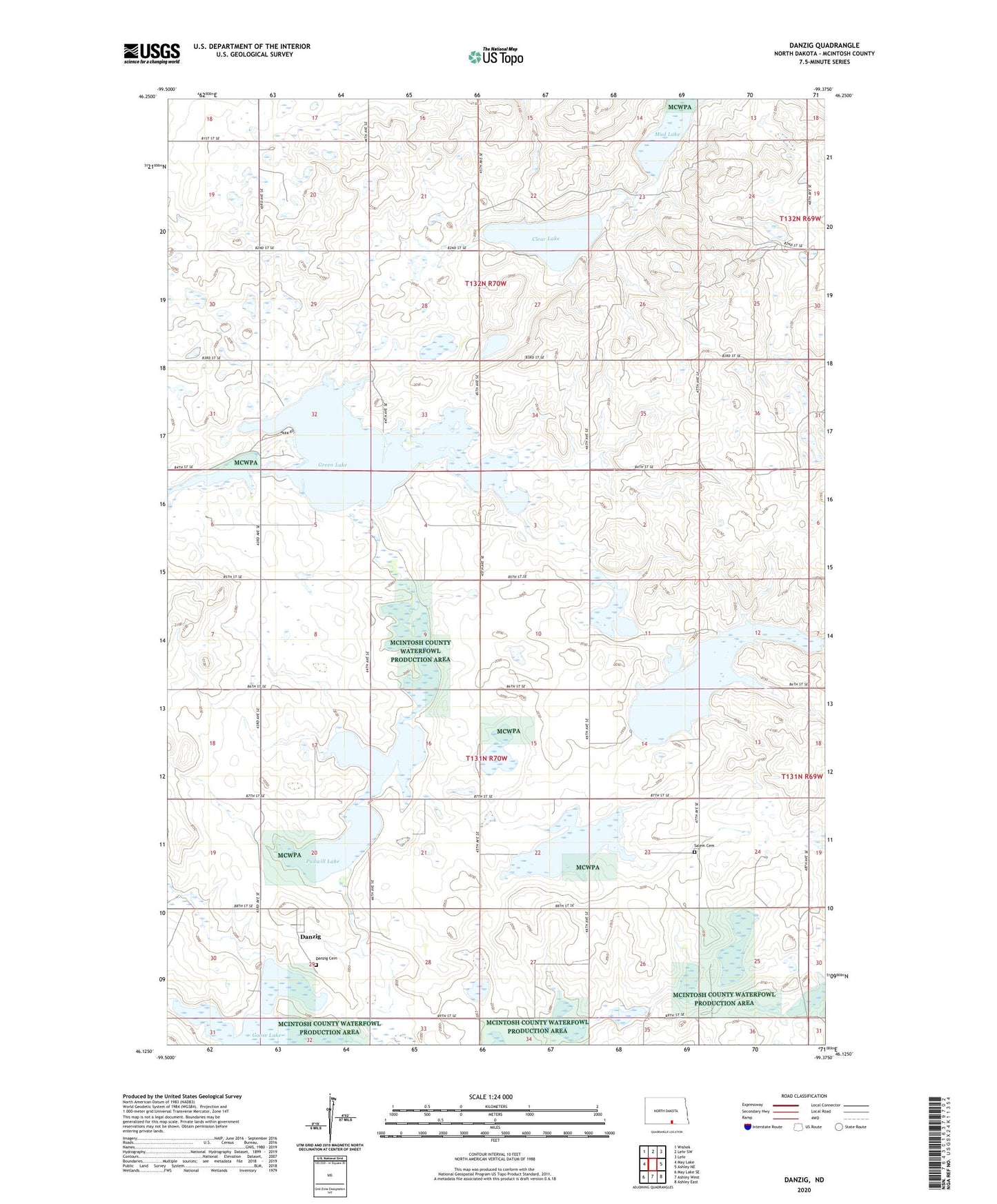 Danzig North Dakota US Topo Map Image