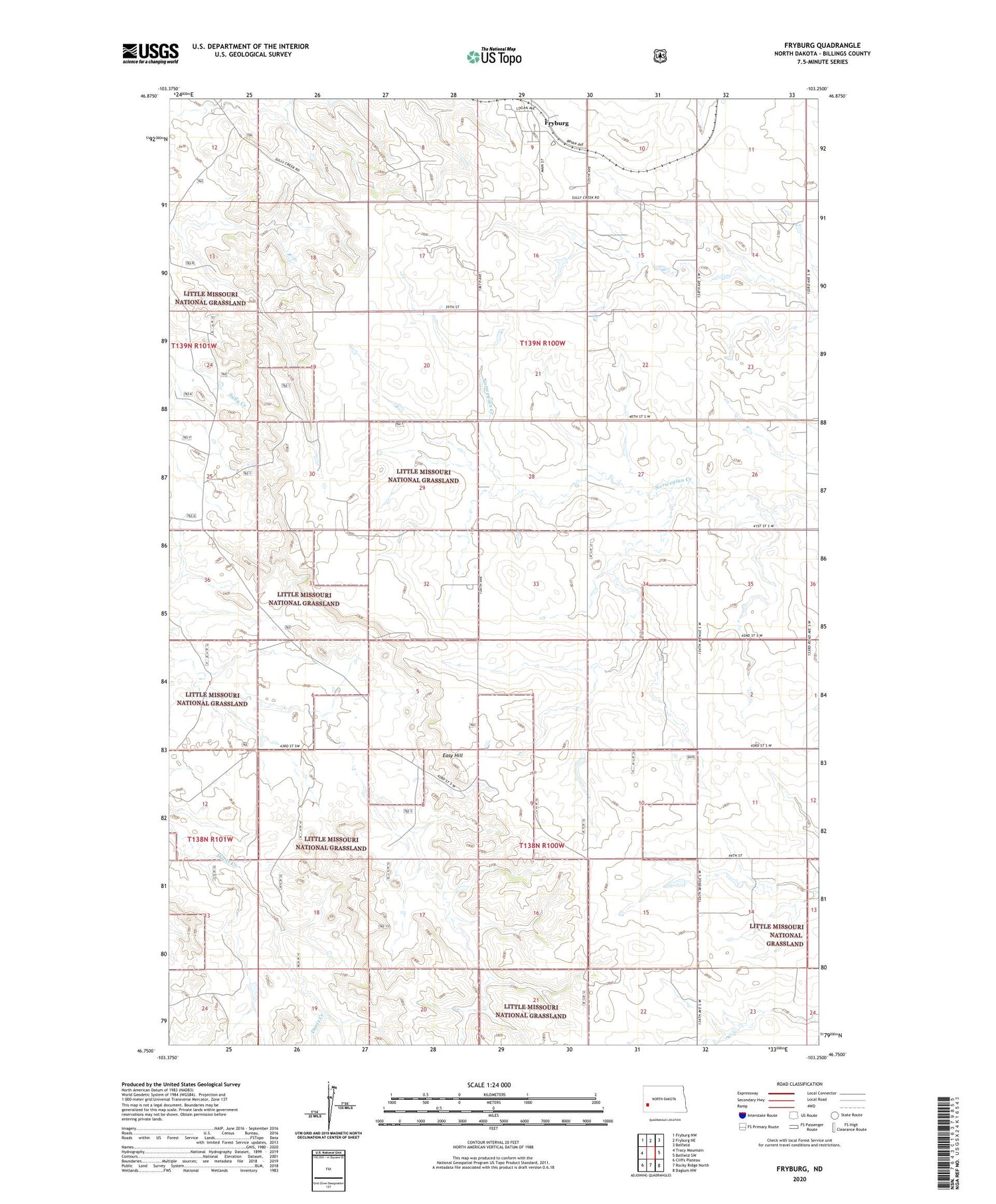 Fryburg North Dakota US Topo Map Image