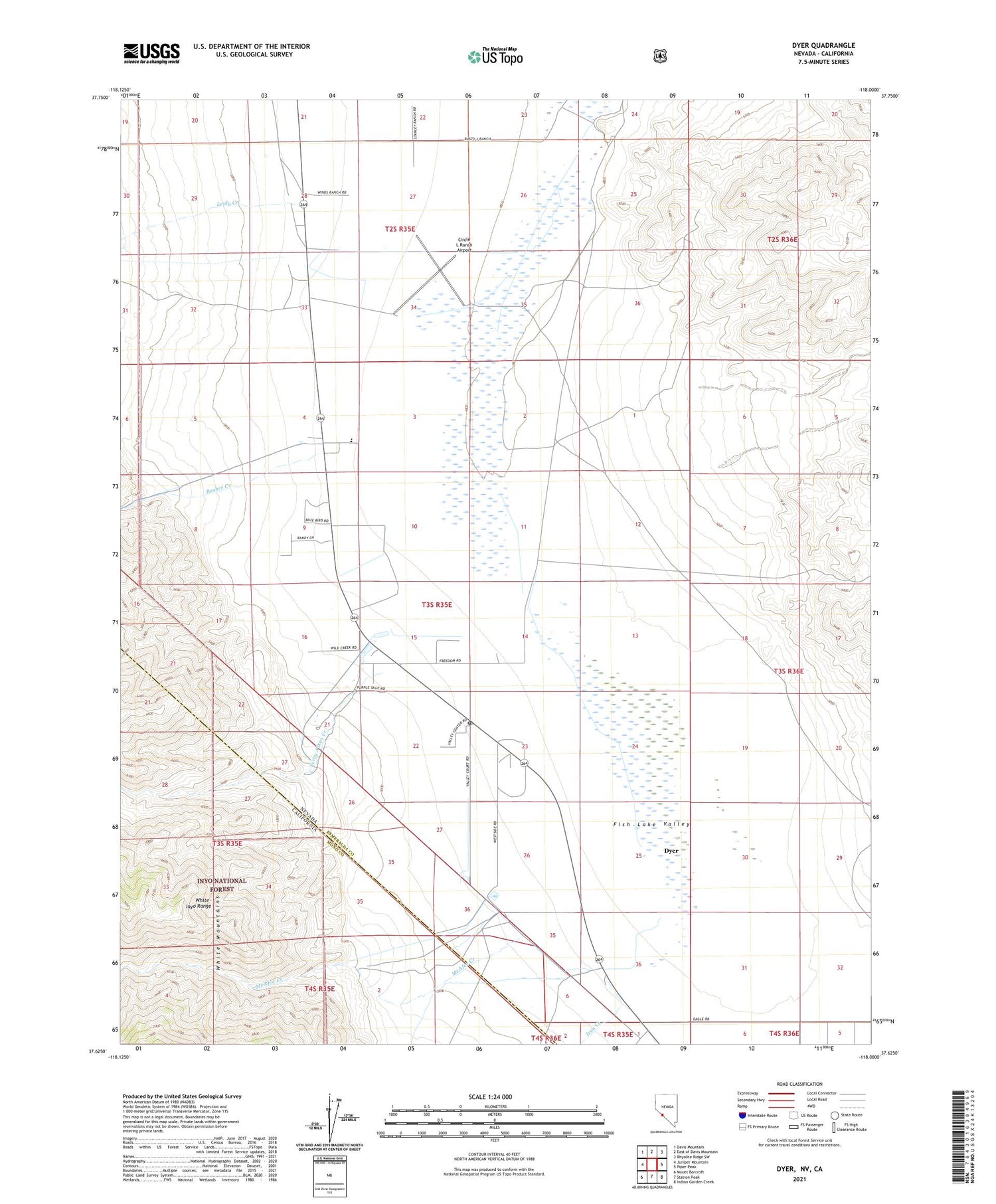 Dyer Nevada US Topo Map – MyTopo Map Store