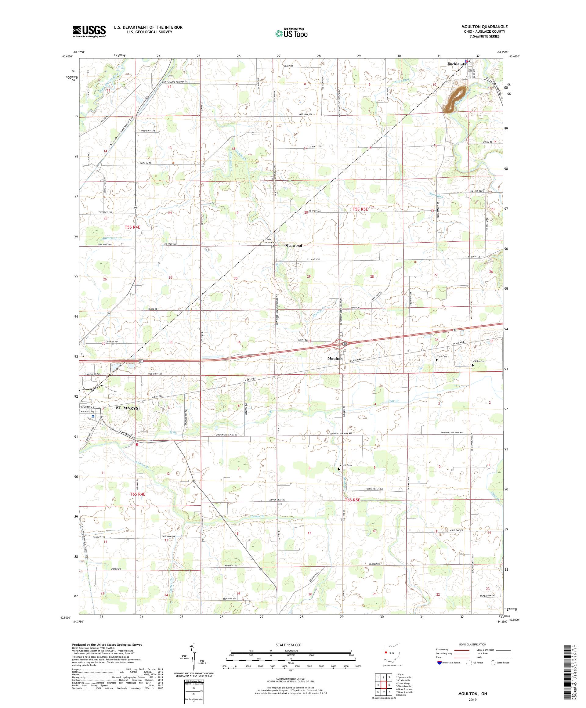 Moulton Ohio US Topo Map – MyTopo Map Store