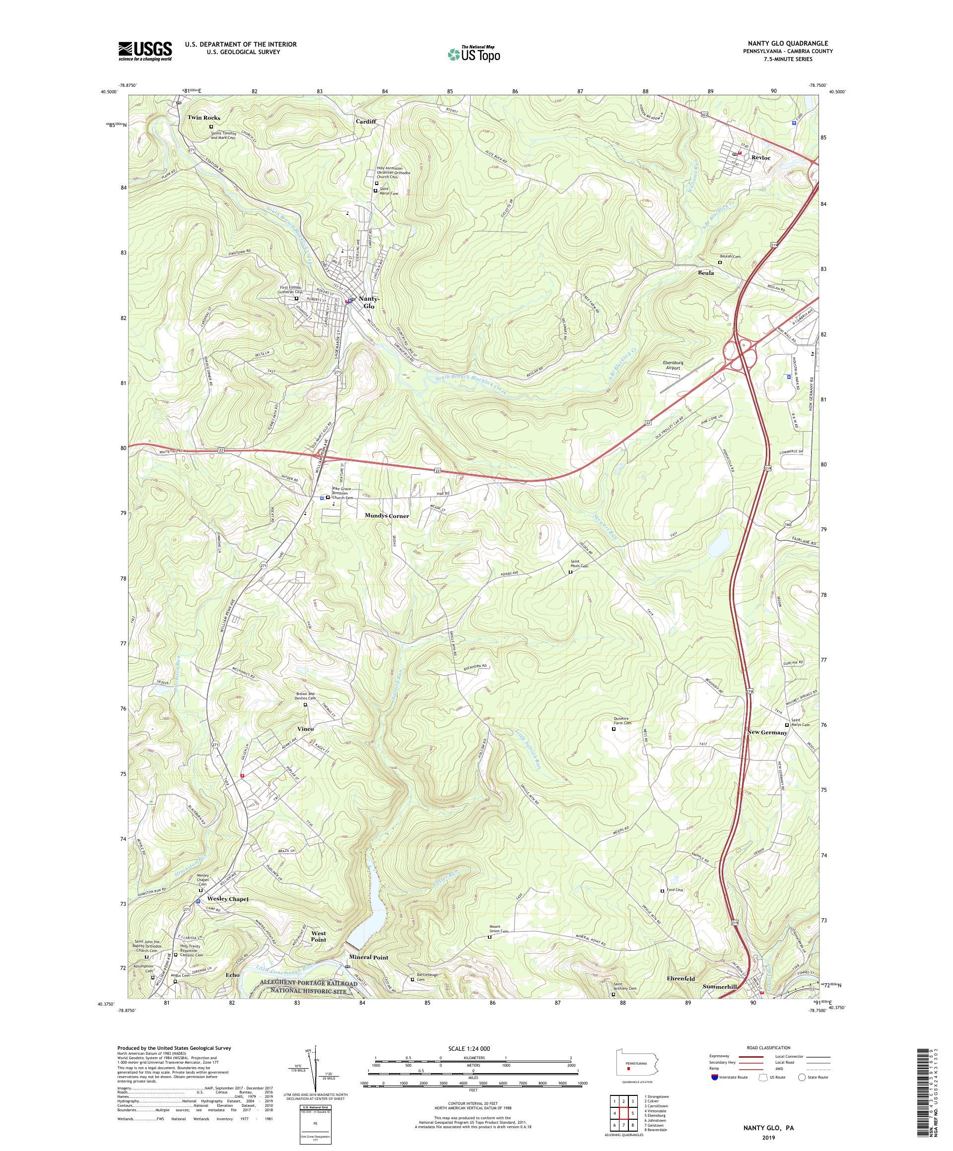 Nanty Glo Pennsylvania US Topo Map – MyTopo Map Store