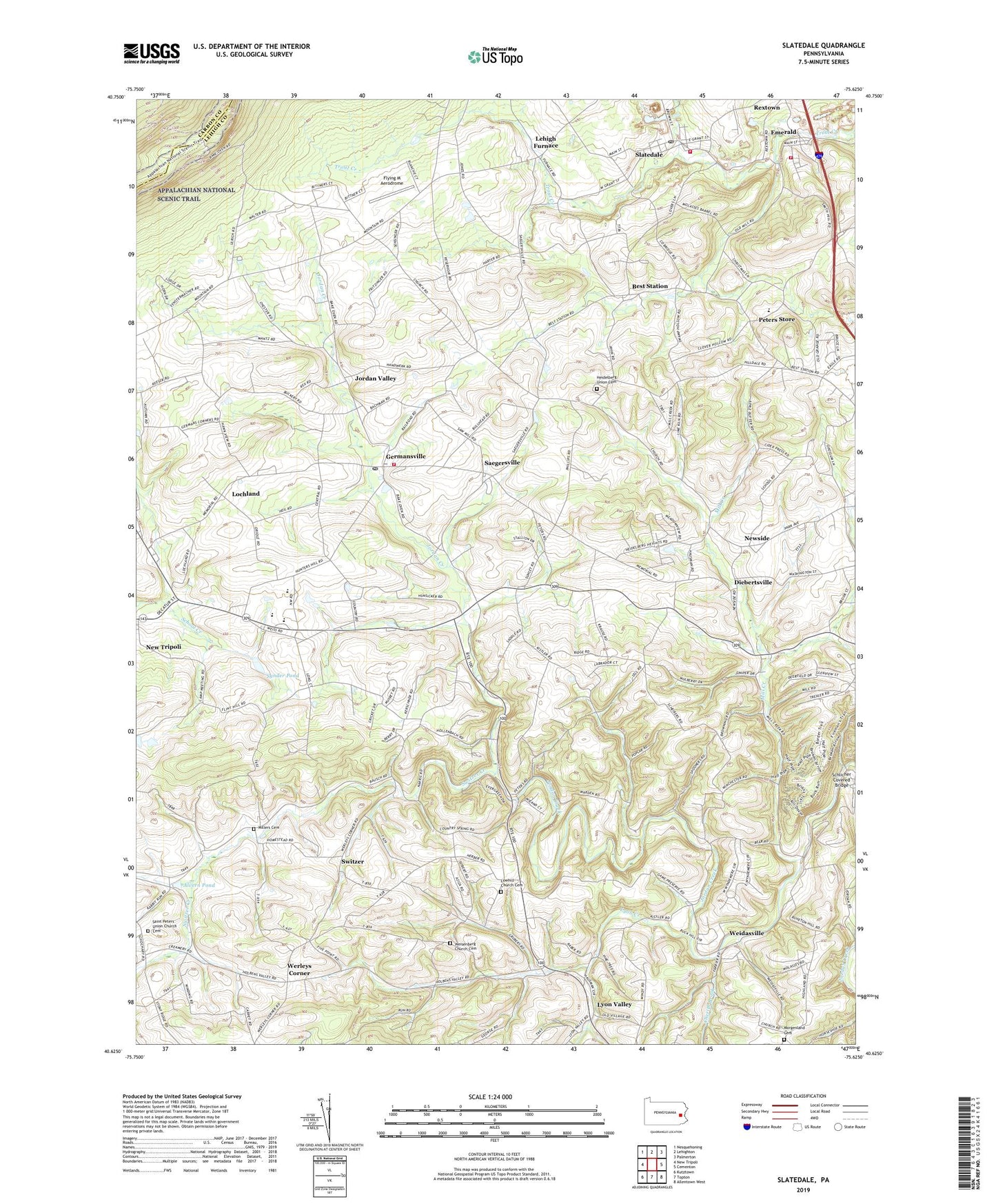 Slatedale Pennsylvania US Topo Map Image