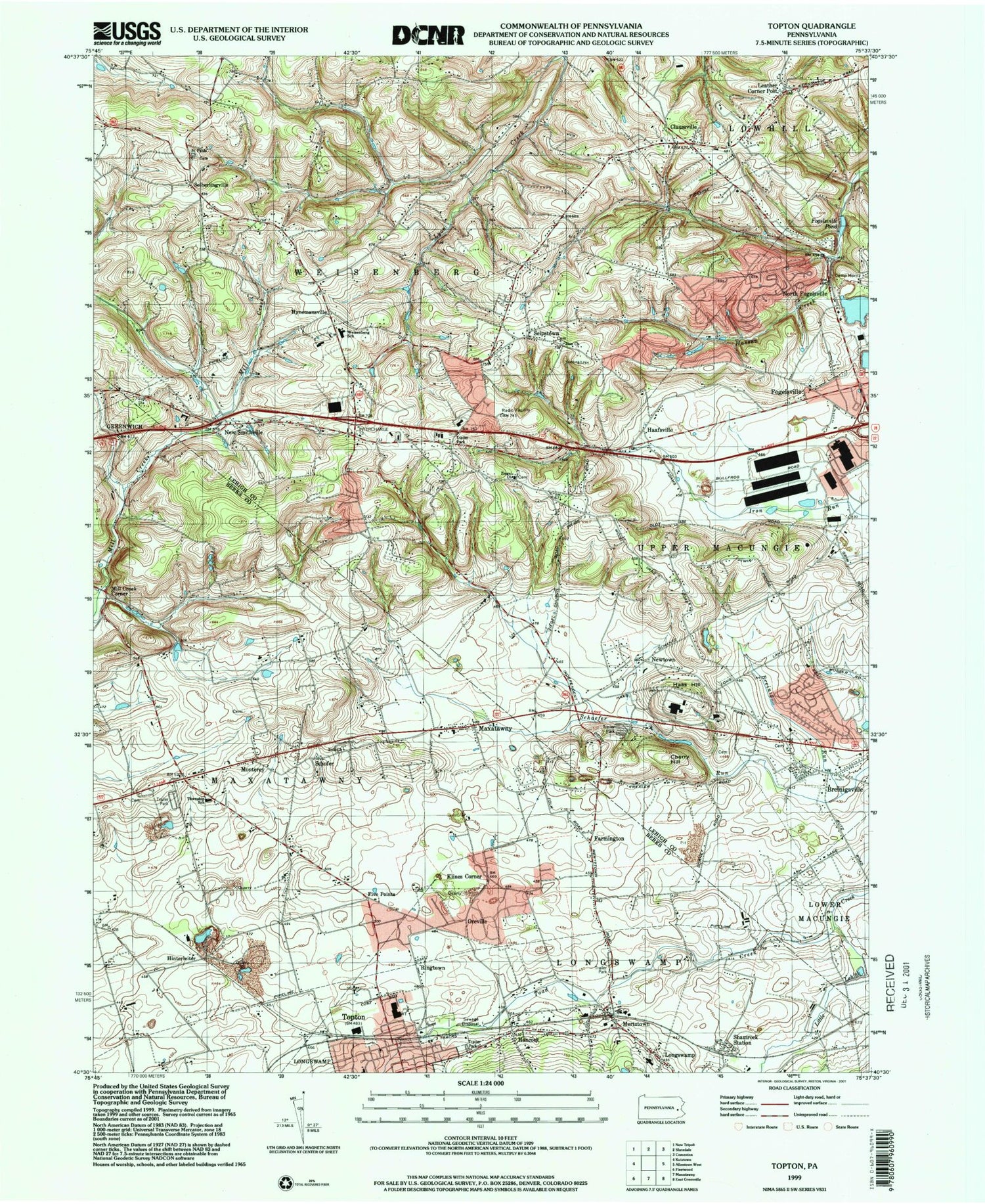 Classic Usgs Topton Pennsylvania 75x75 Topo Map Mytopo Map Store 7535