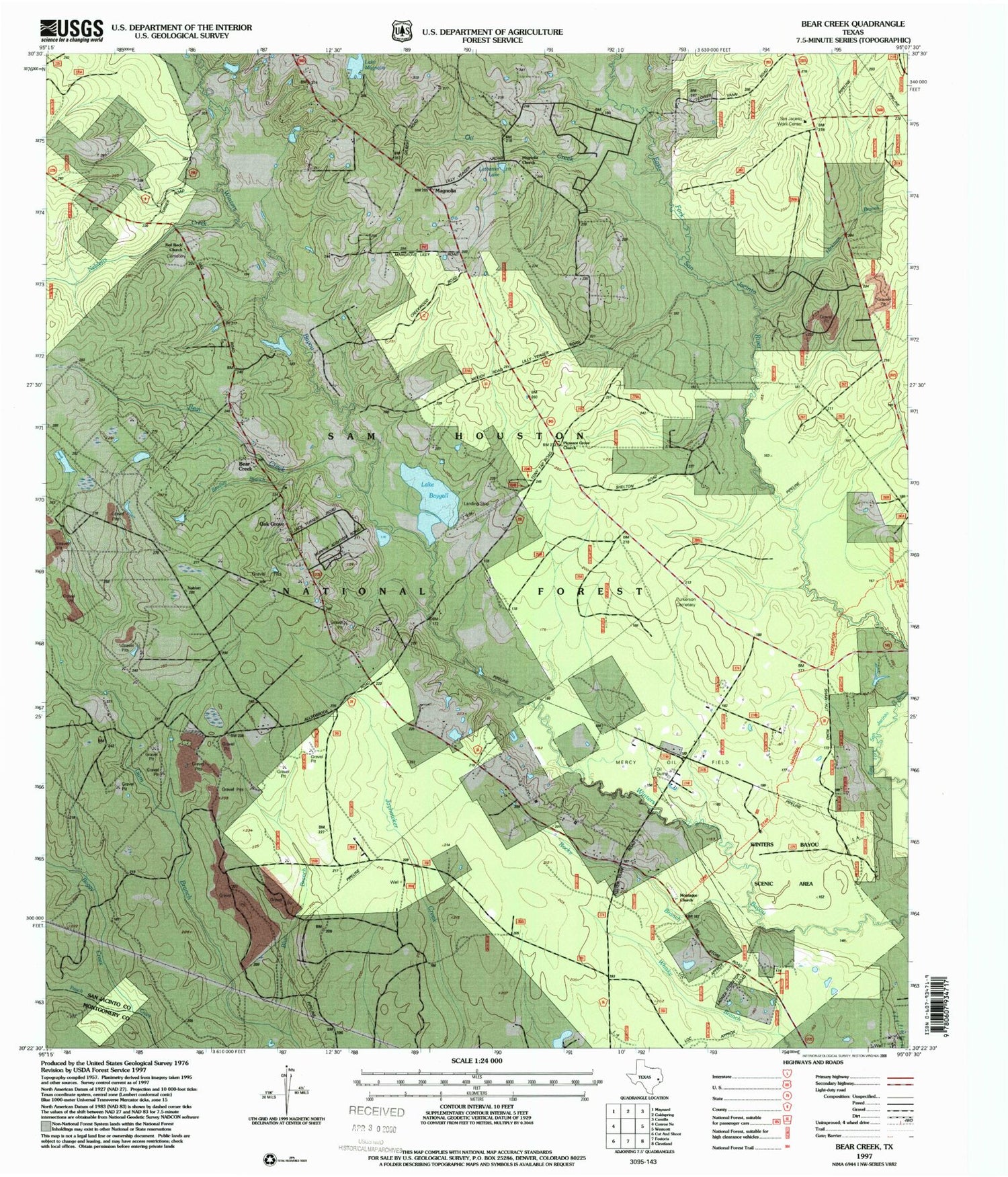 Classic Usgs Bear Creek Texas 75x75 Topo Map Mytopo Map Store 1575