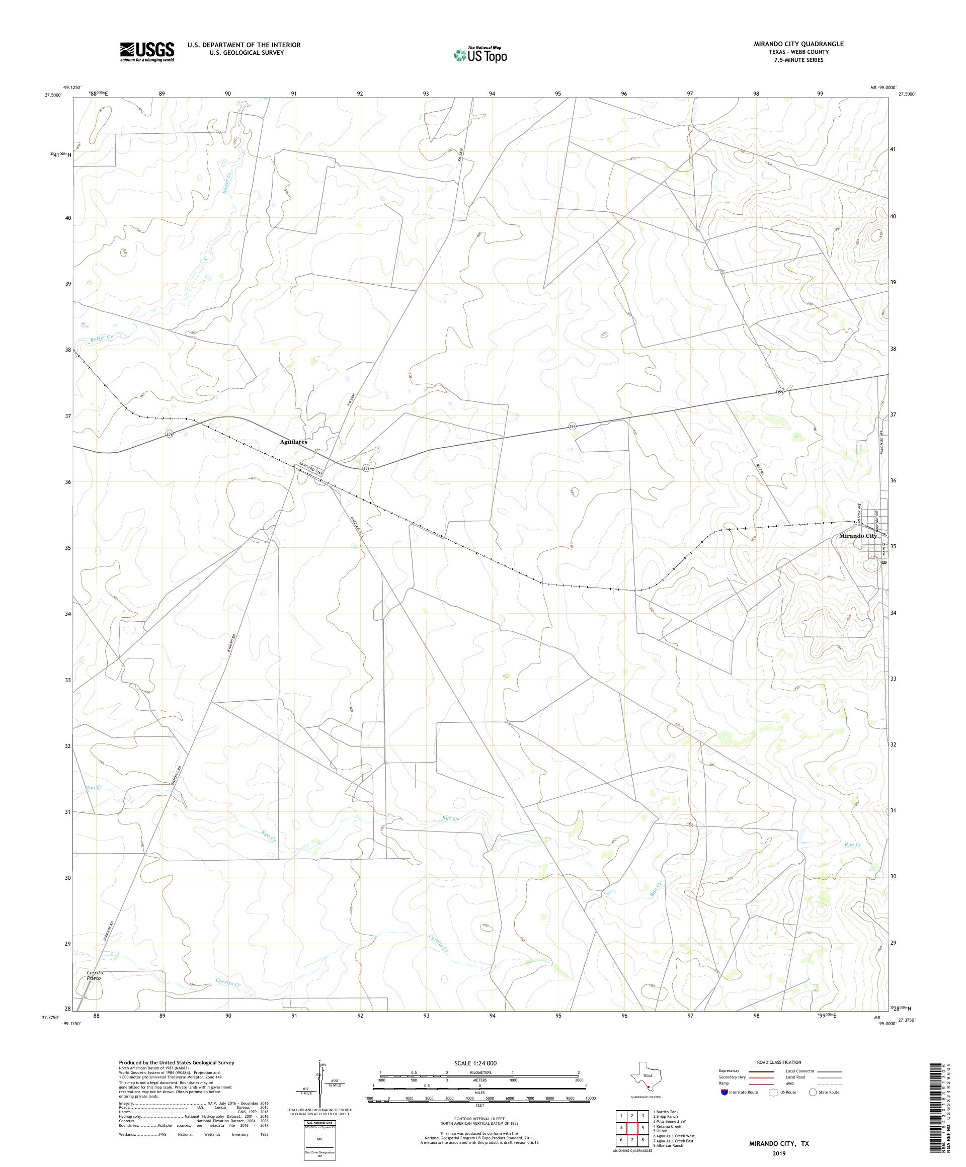 Mirando City Texas US Topo Map – MyTopo Map Store