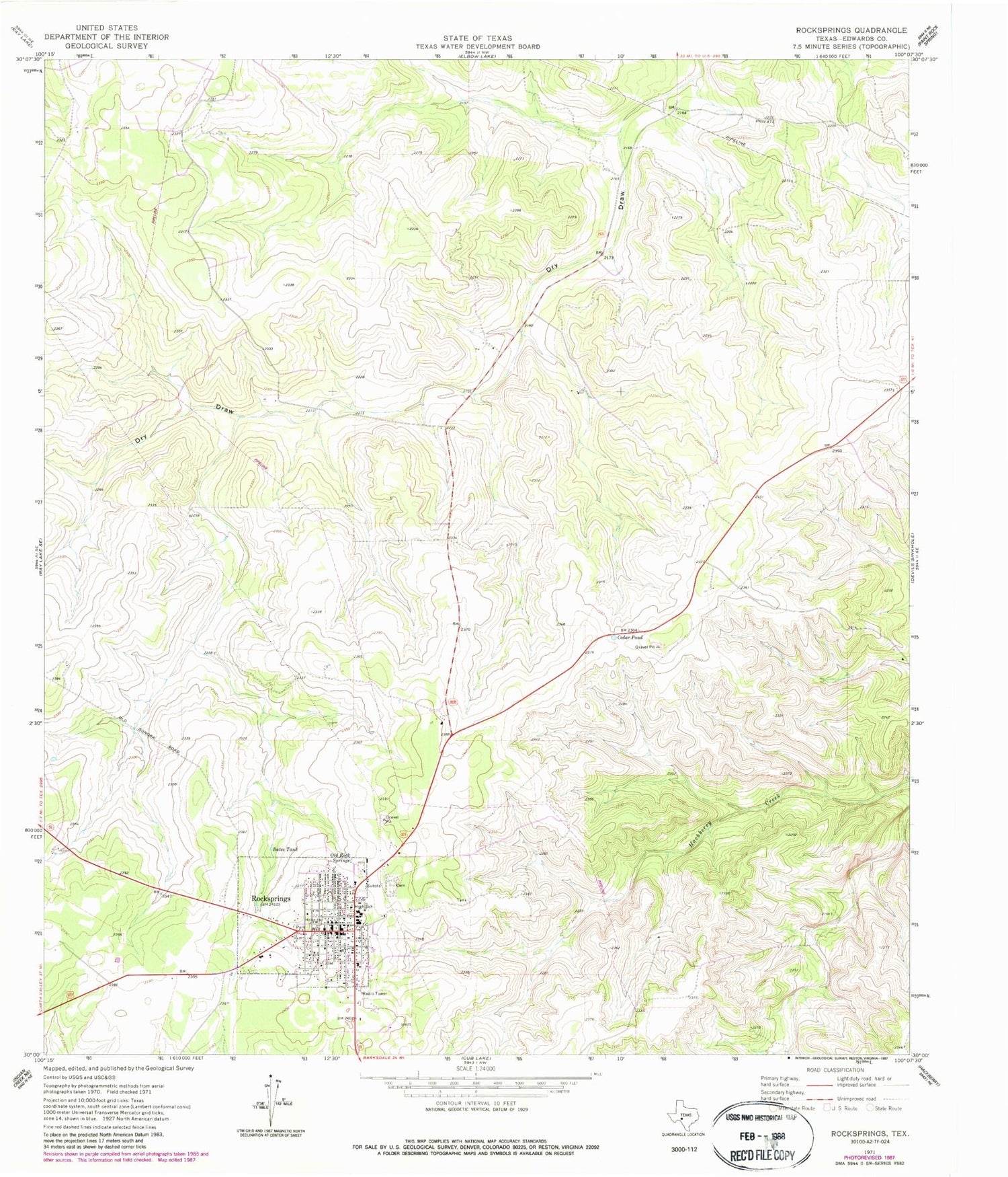 Classic Usgs Rocksprings Texas 75x75 Topo Map Mytopo Map Store 6229