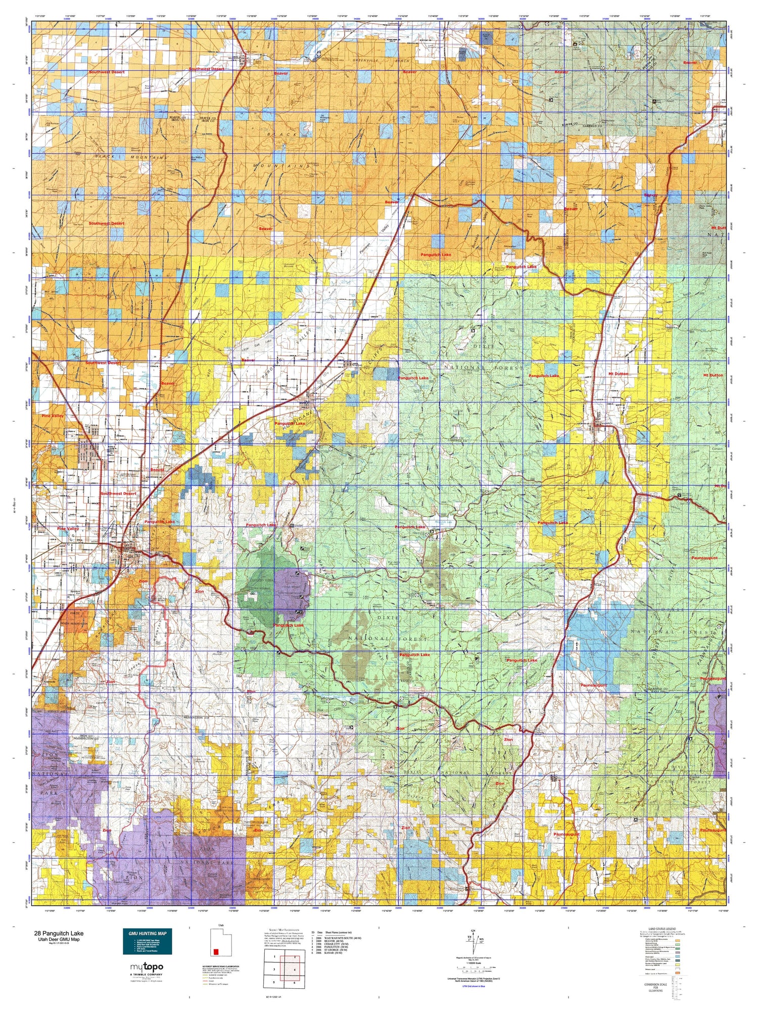 Utah Deer GMU 28 Panguitch Lake Map Image