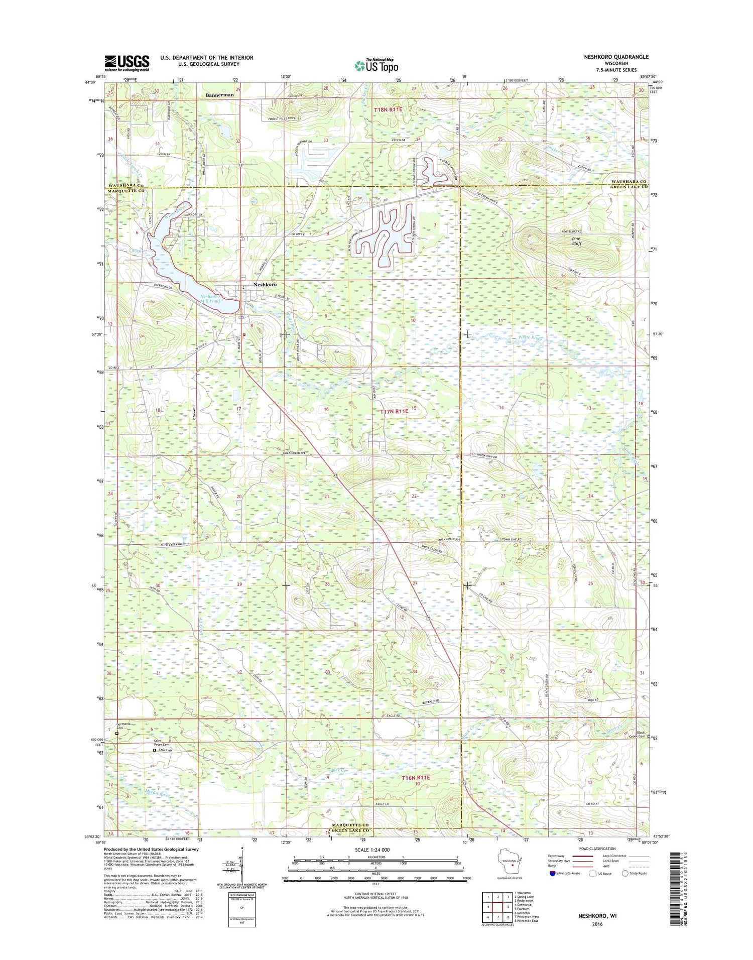 Neshkoro Wisconsin US Topo Map Image