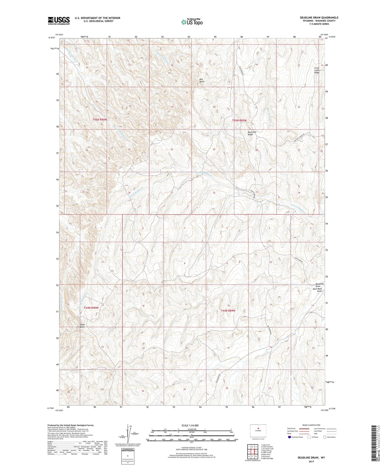 Deadline Draw Wyoming US Topo Map MyTopo Map Store