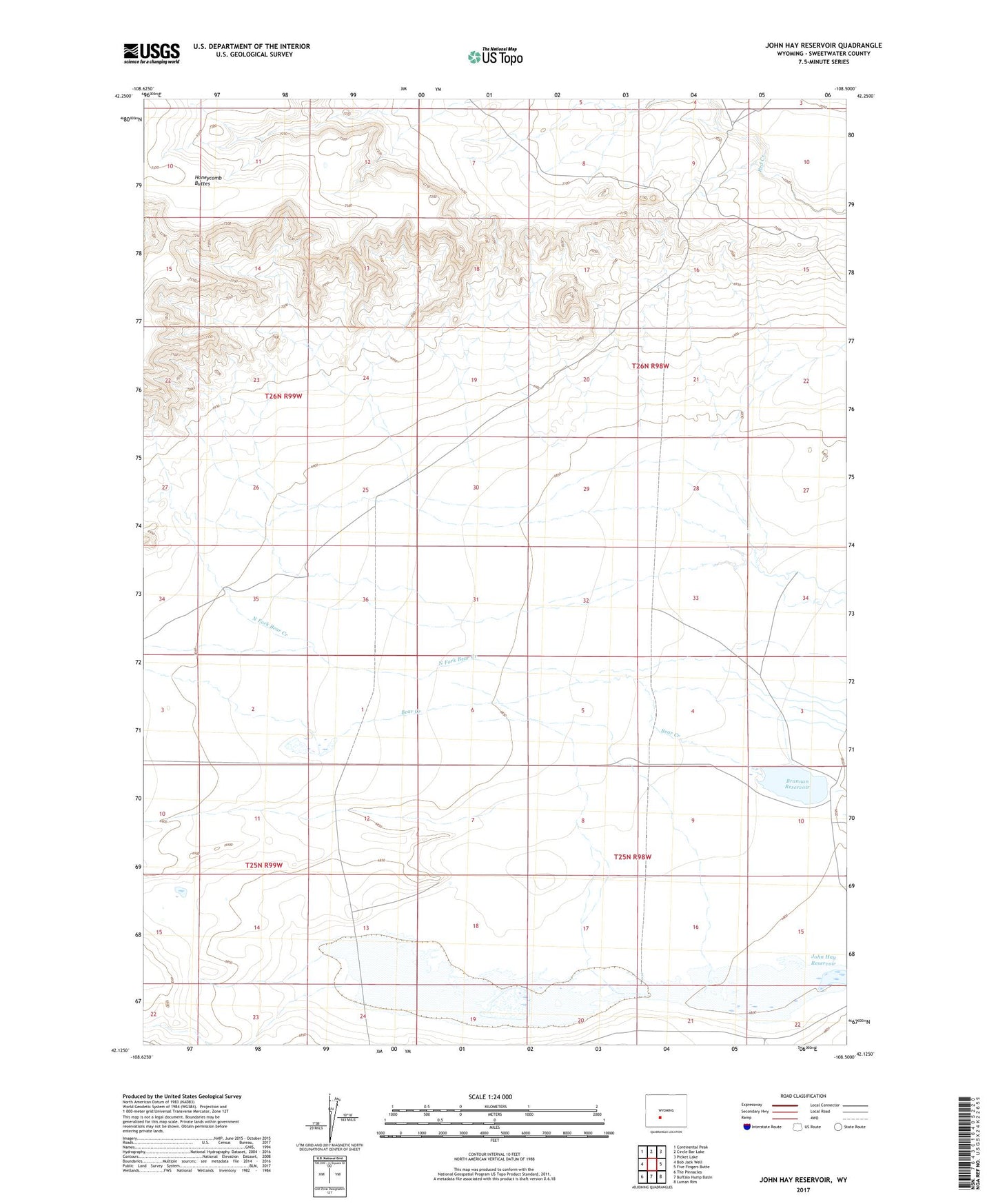 John Hay Reservoir Wyoming US Topo Map Image