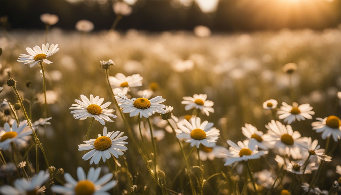 a field of chamomile flowers
